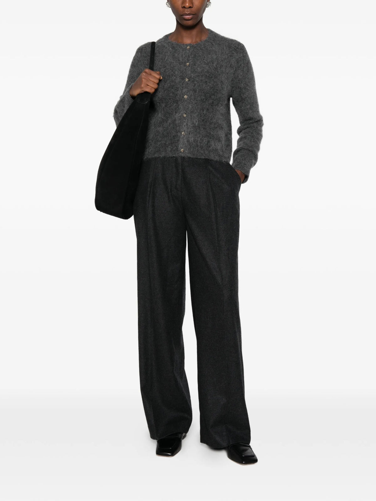 brushed-finish button-up cardigan
