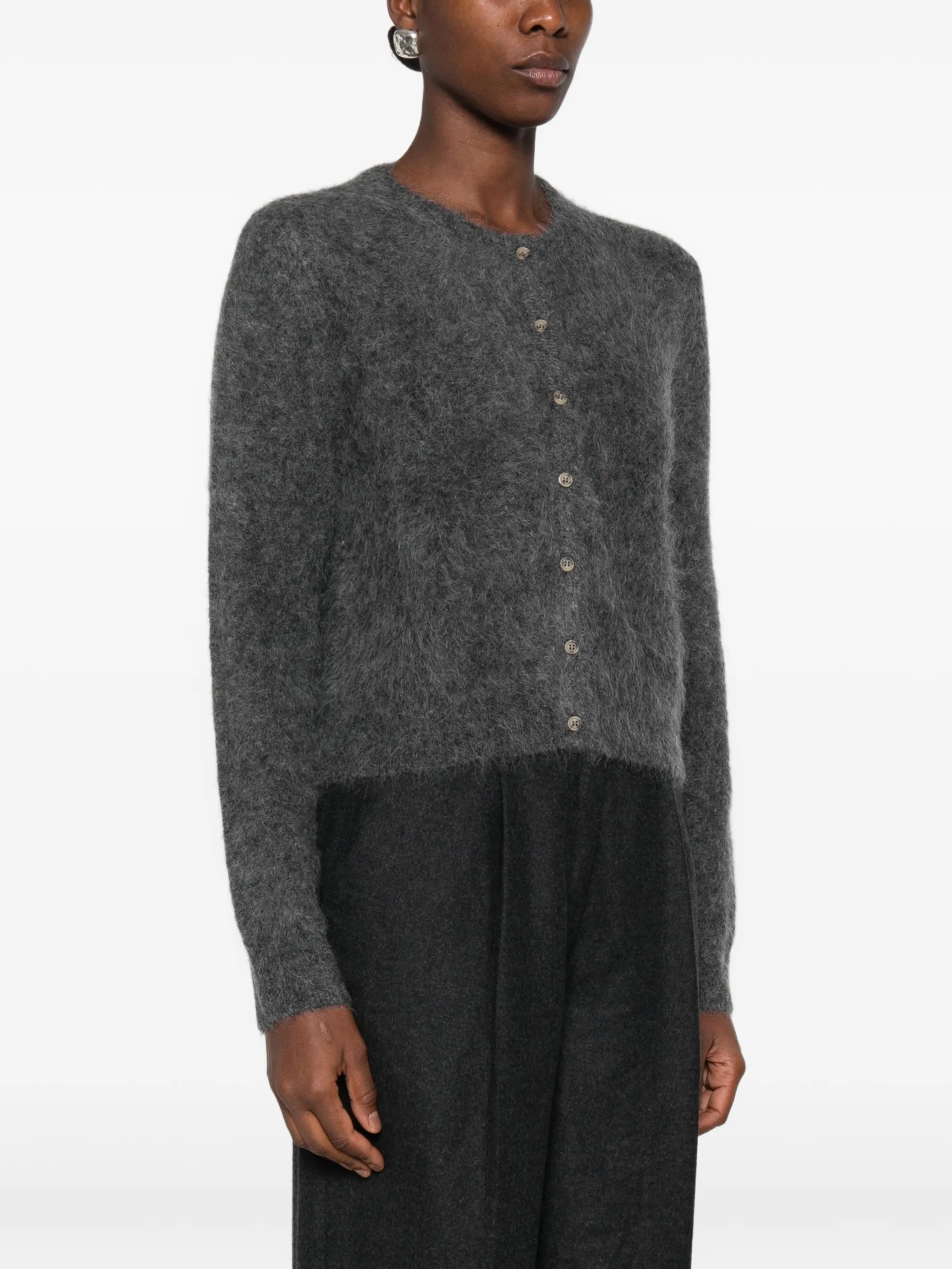 brushed-finish button-up cardigan