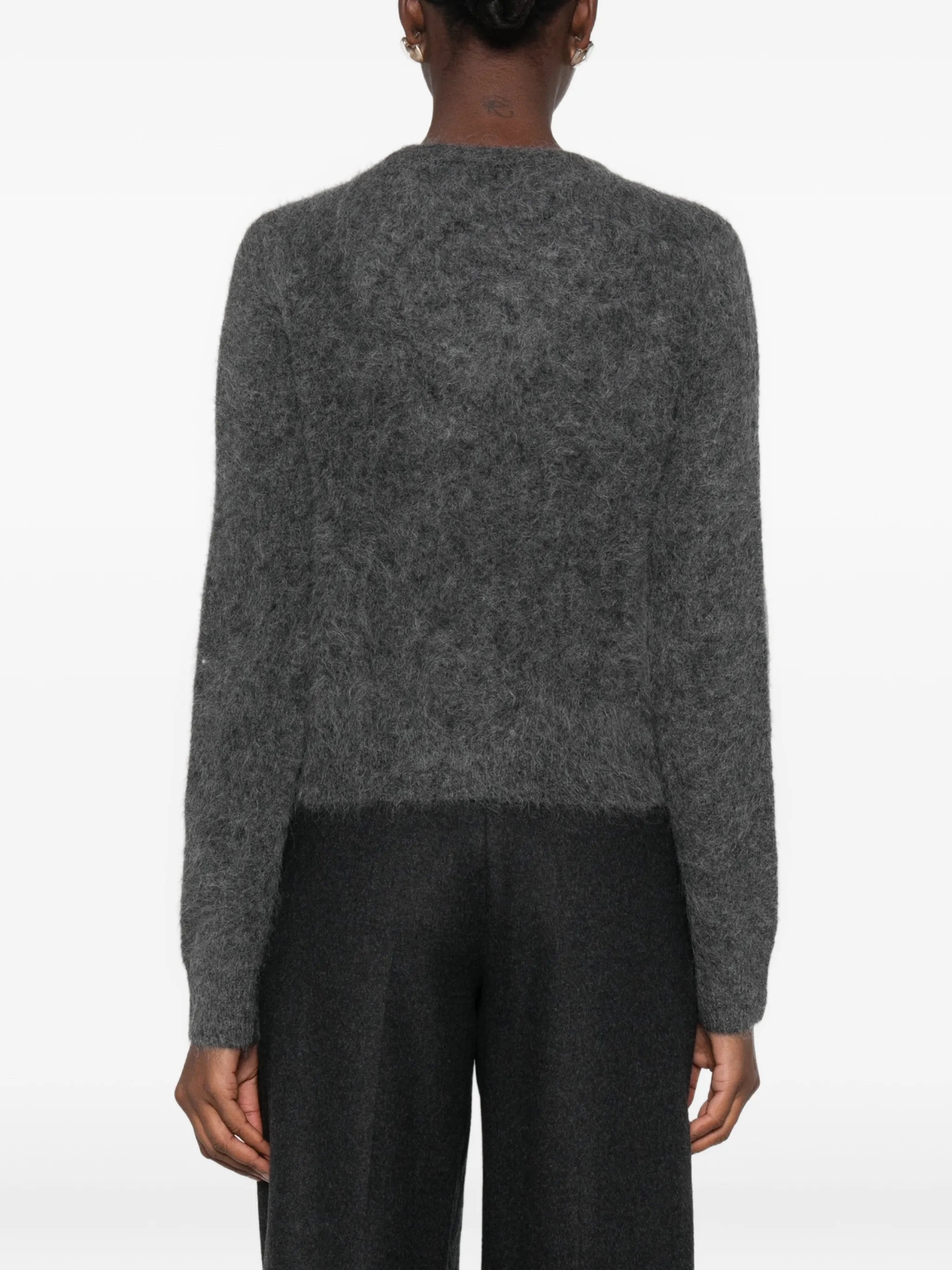 brushed-finish button-up cardigan