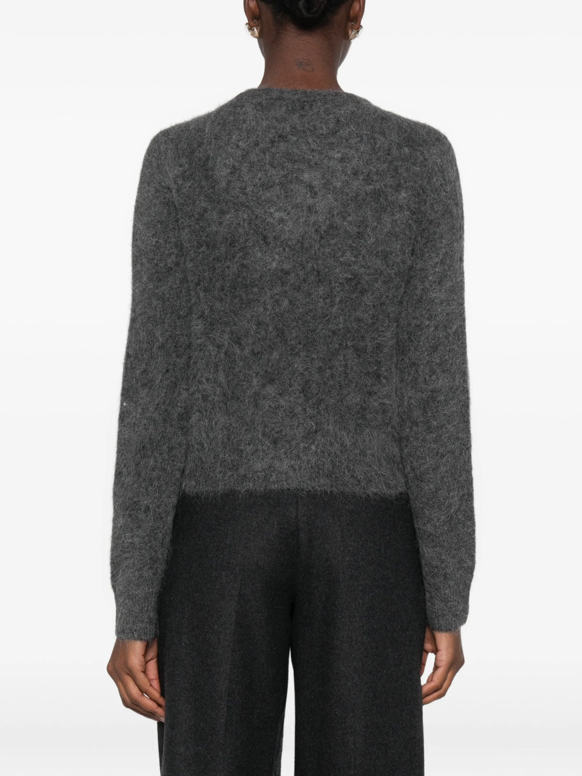 brushed-finish button-up cardigan