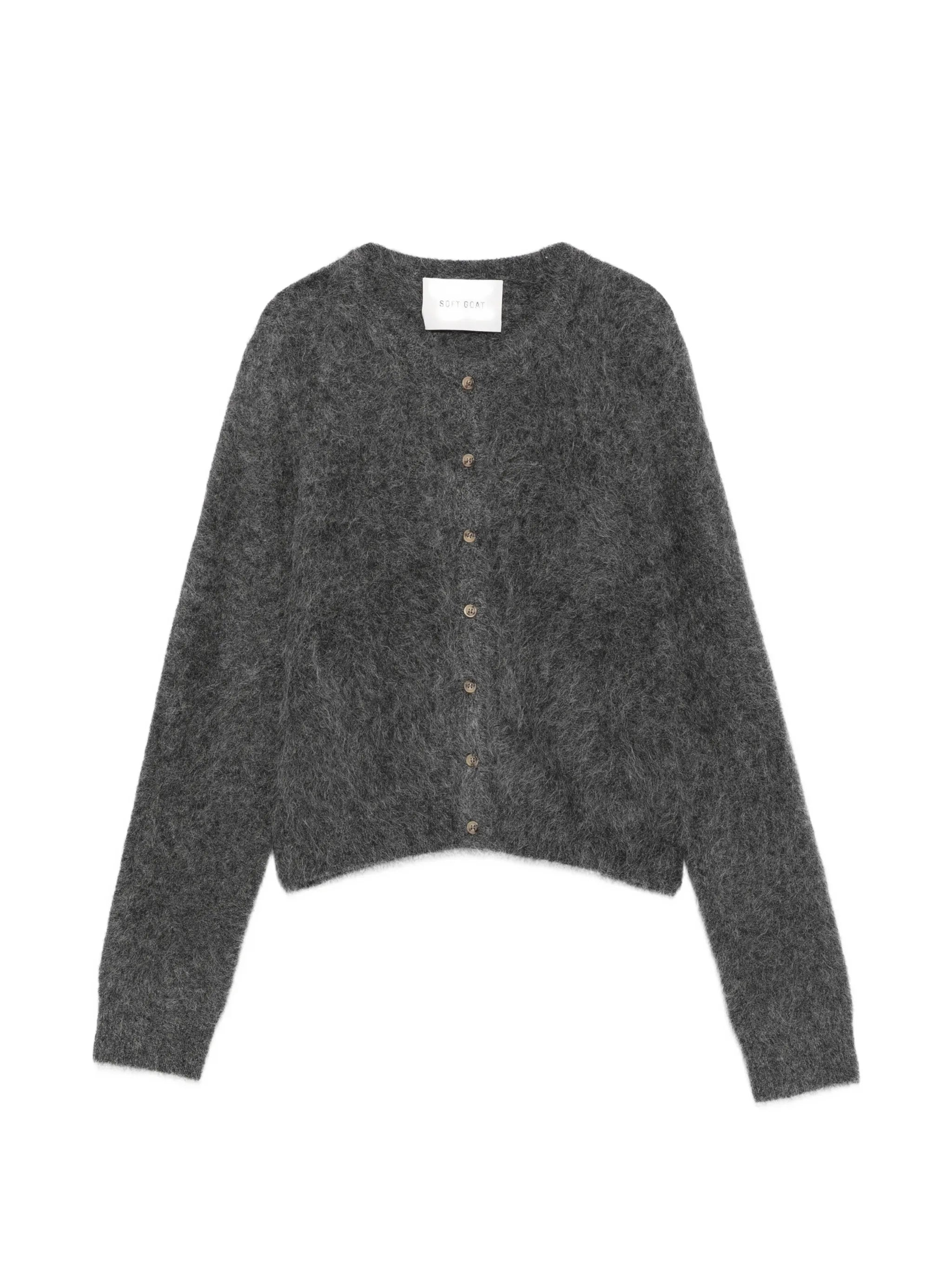 brushed-finish button-up cardigan