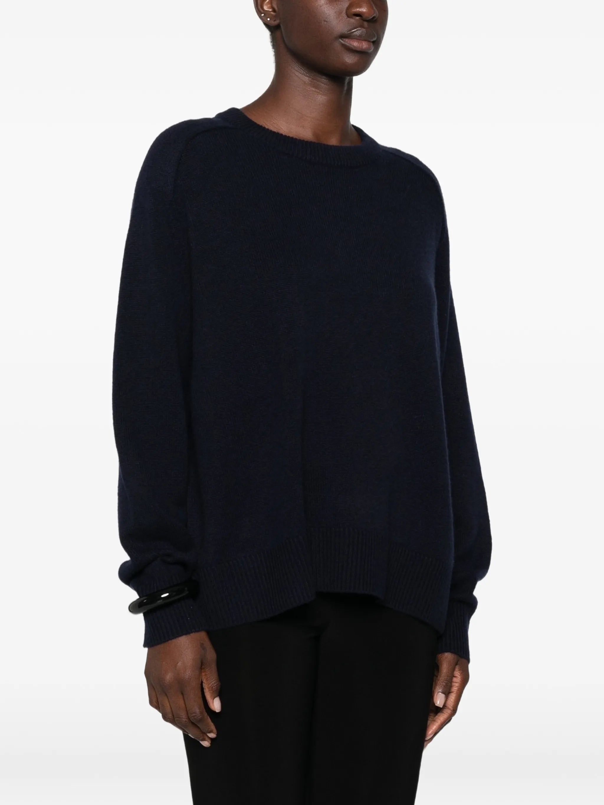 ribbed-trim raglan-sleeve sweater
