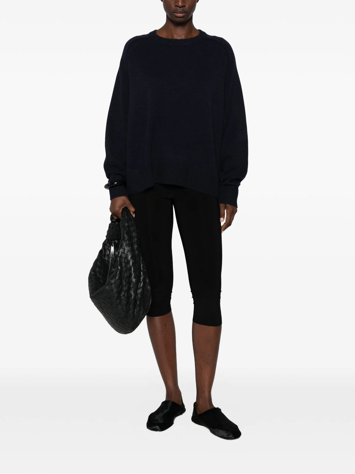 ribbed-trim raglan-sleeve sweater