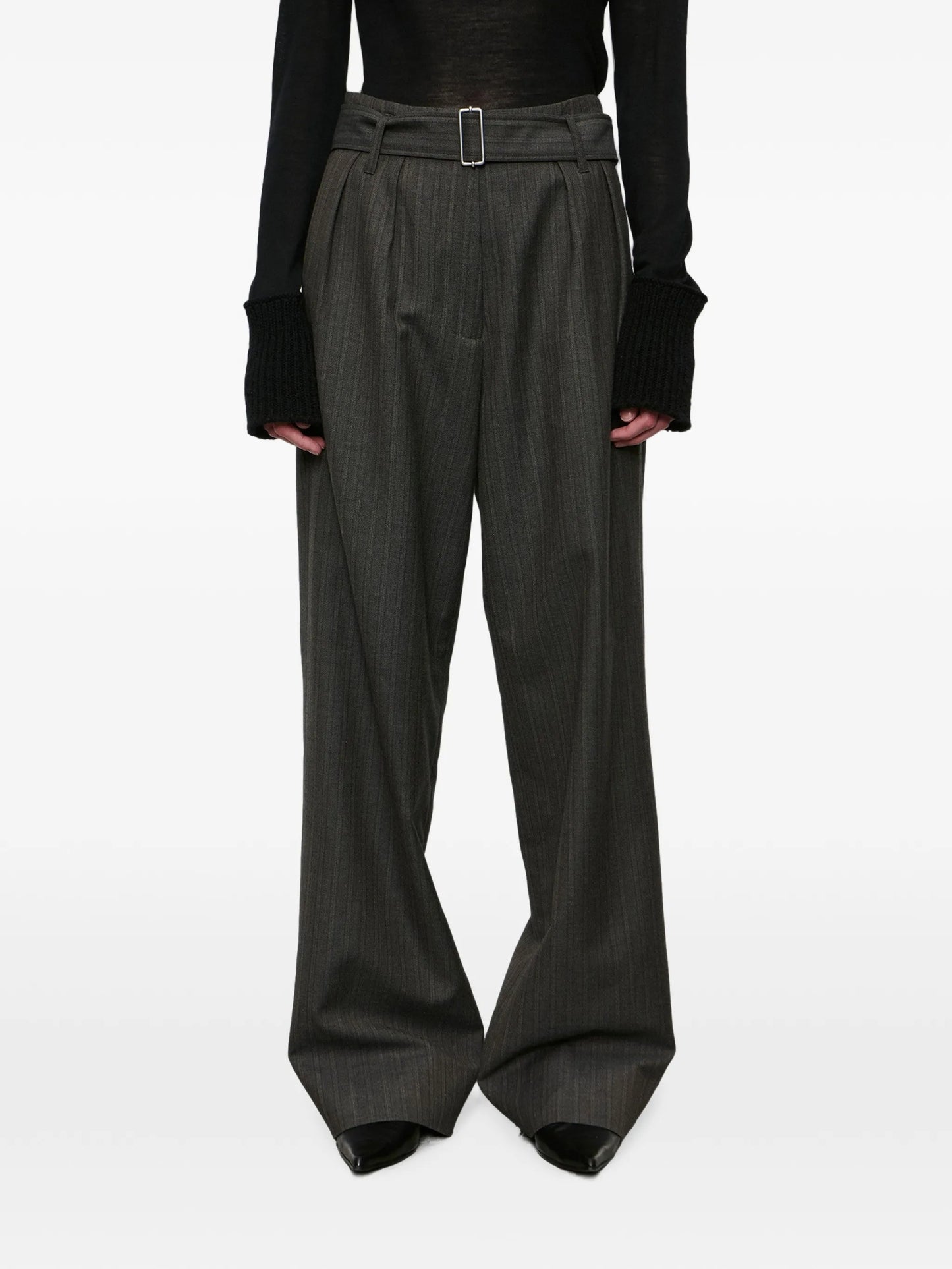 Soar pinstriped-wool trousers