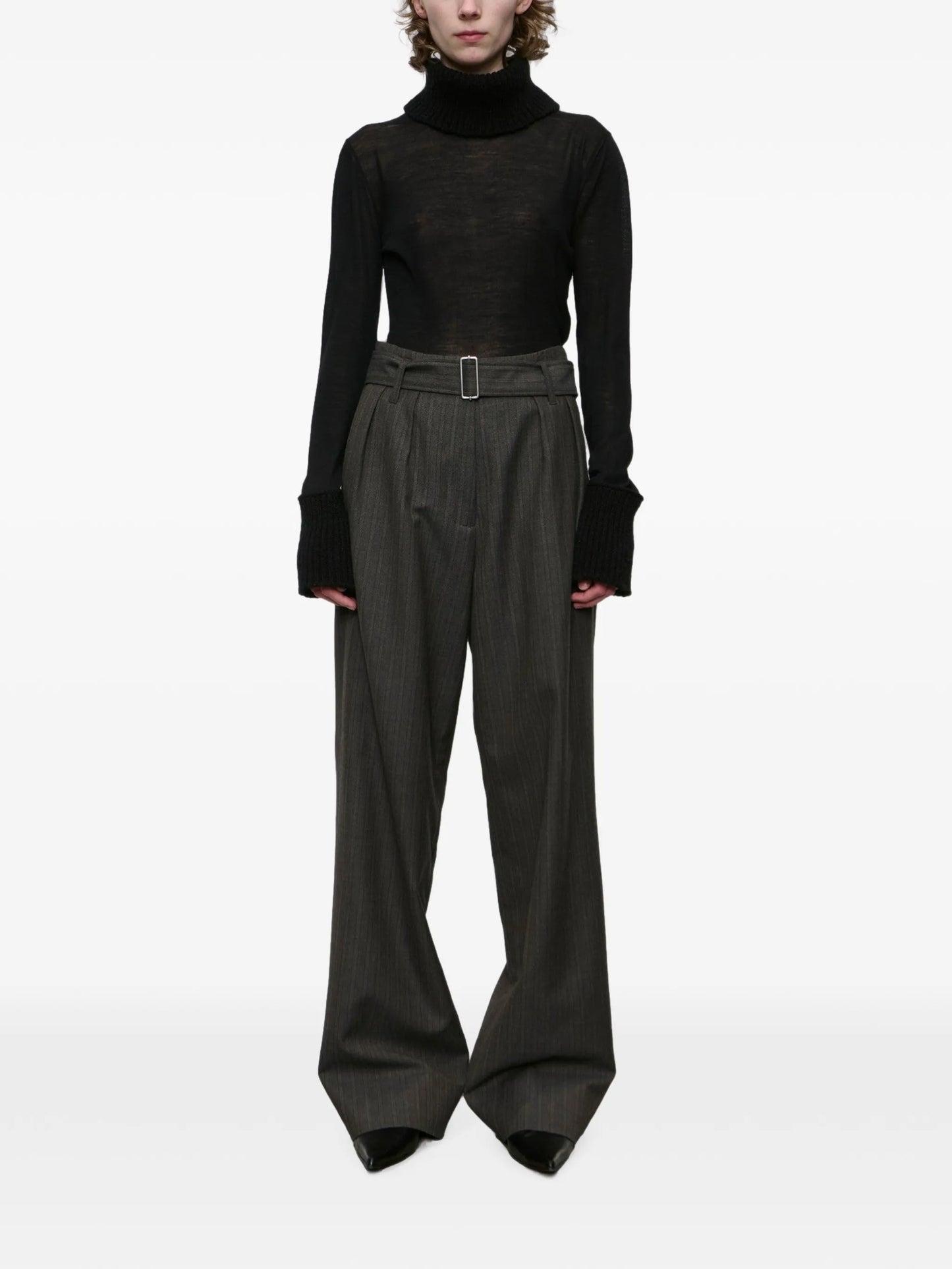 Soar pinstriped-wool trousers