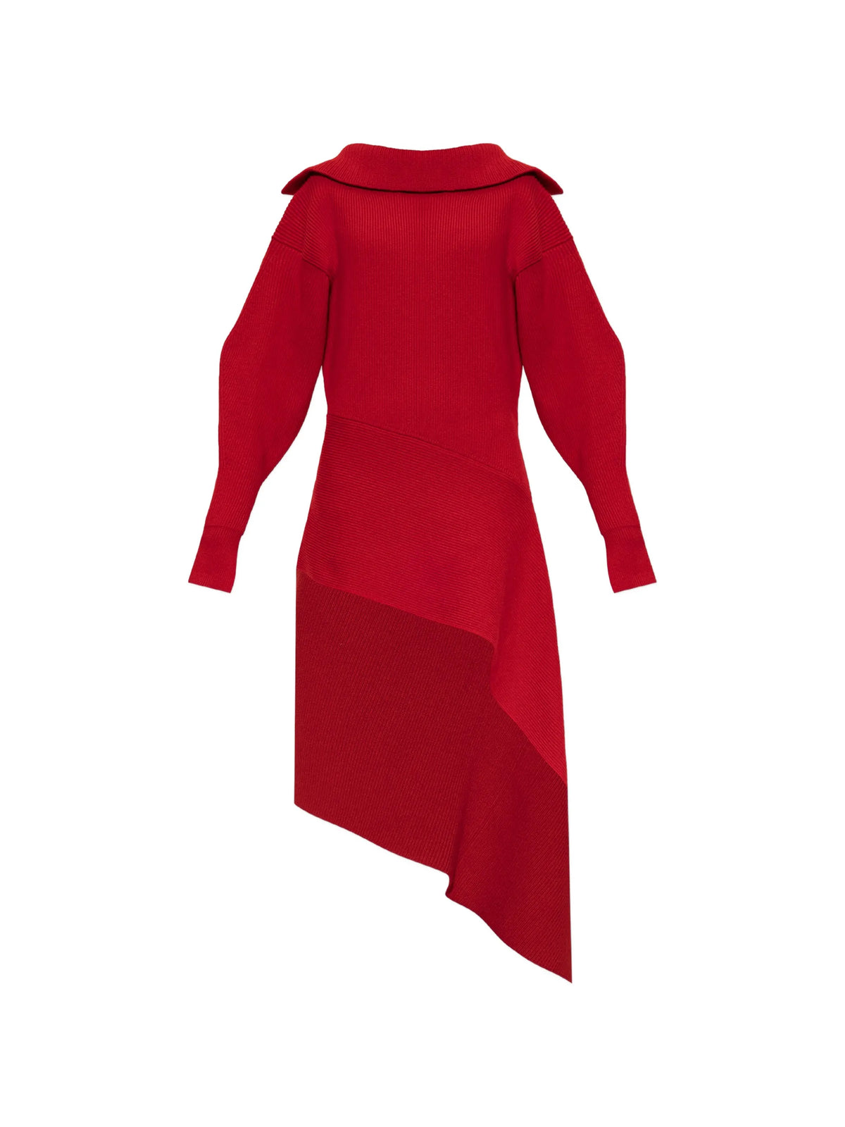 high-neck slashed midi dress