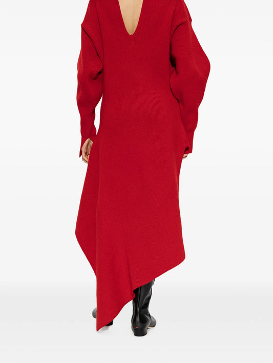 slashed midi dress in wool and cashmere