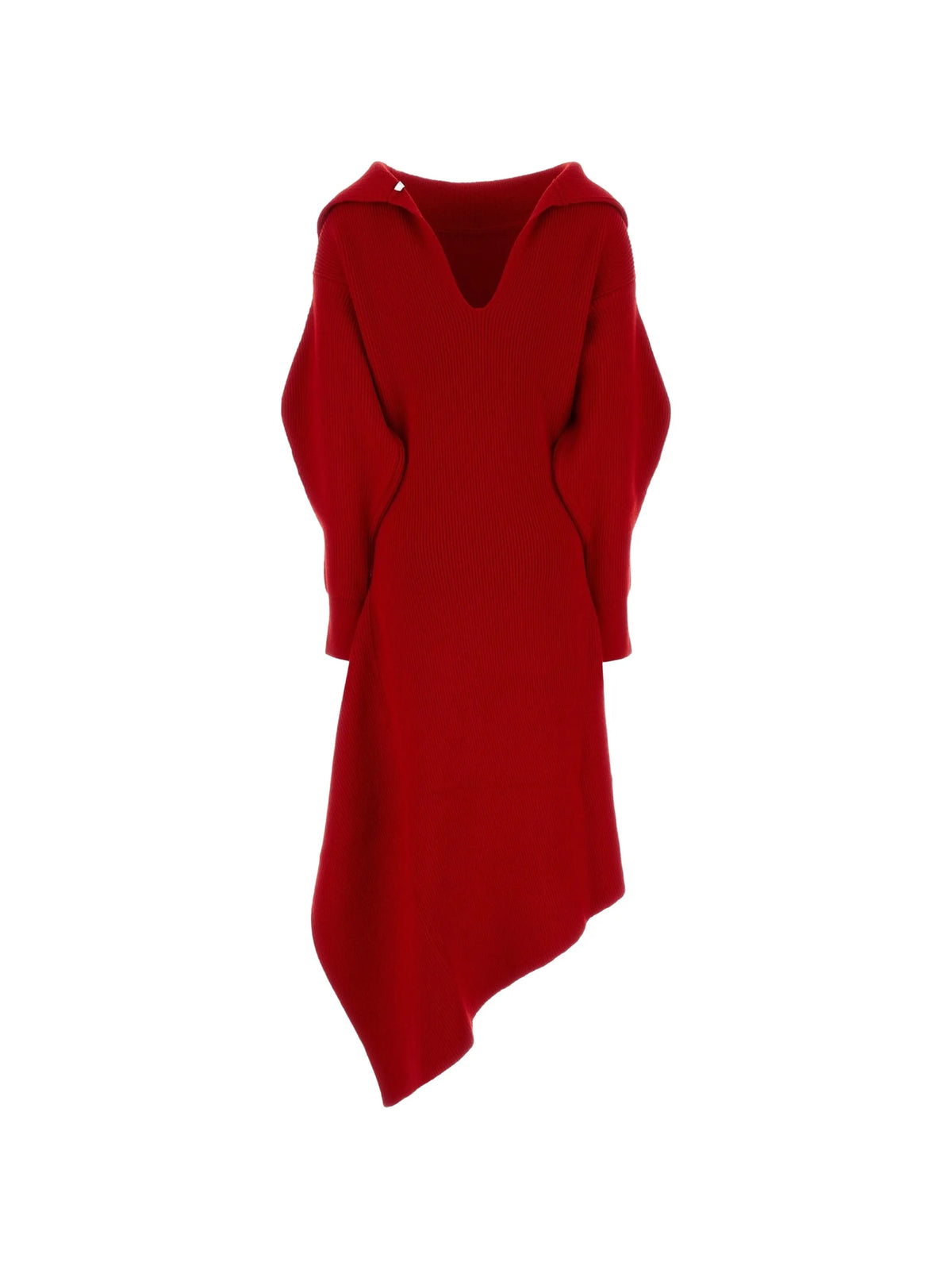 high-neck slashed midi dress