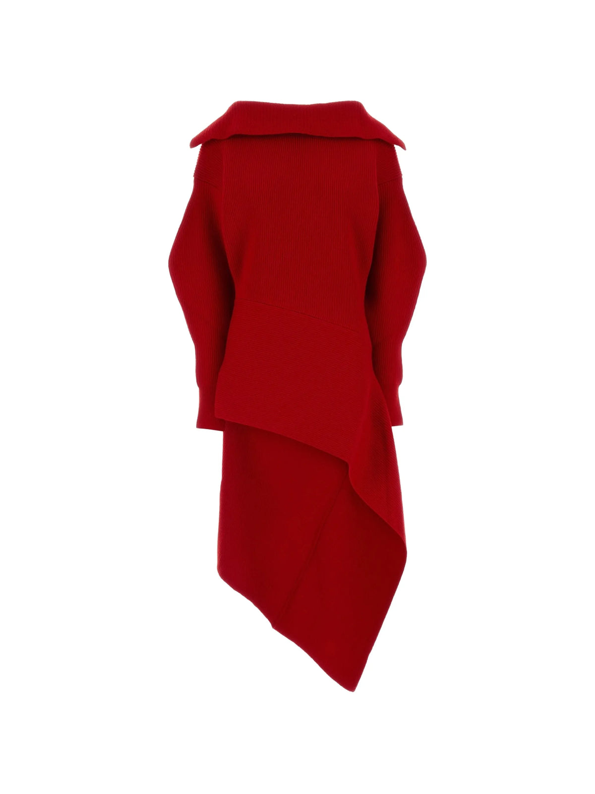 high-neck slashed midi dress