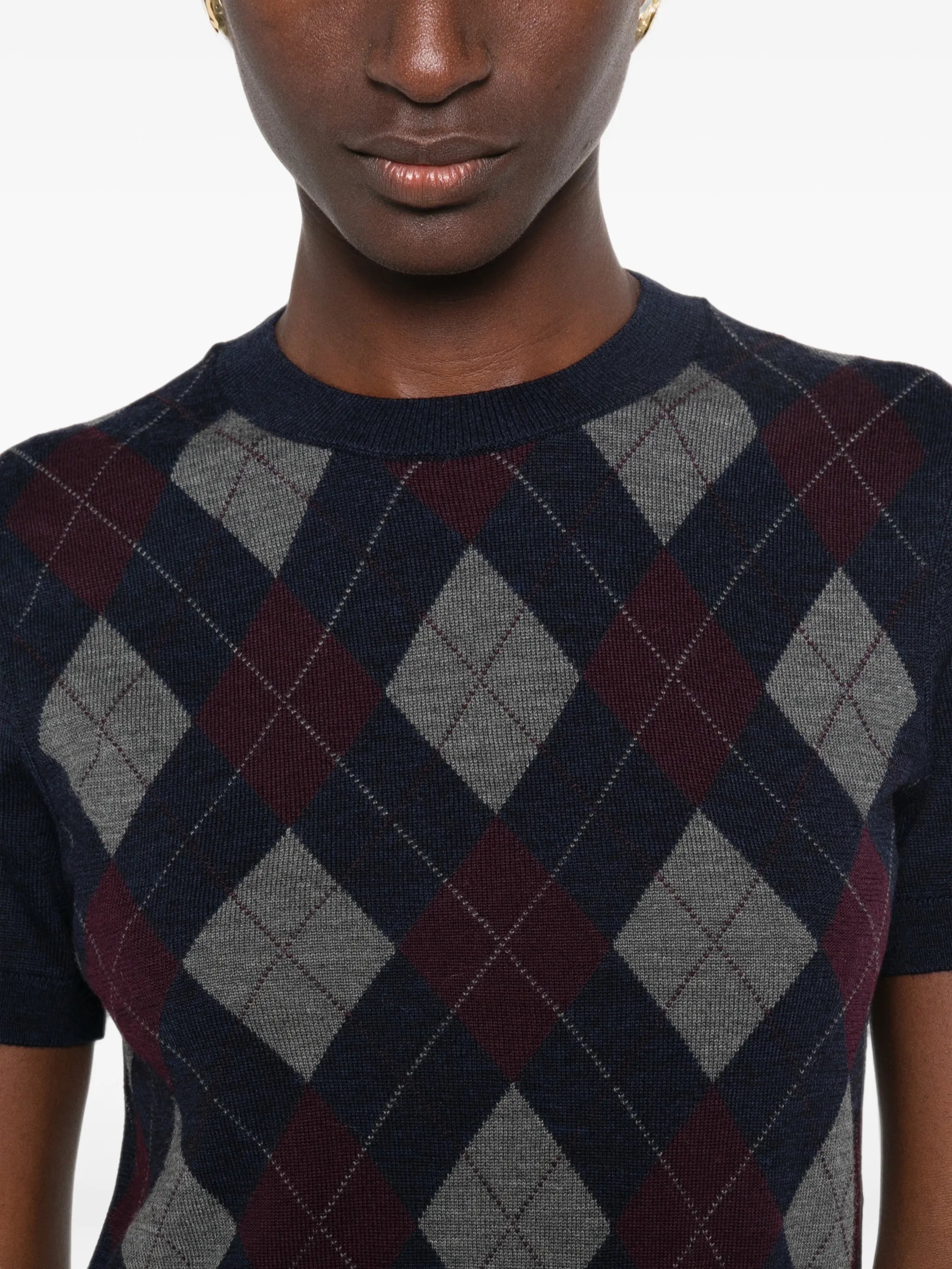 argyle short-sleeve top