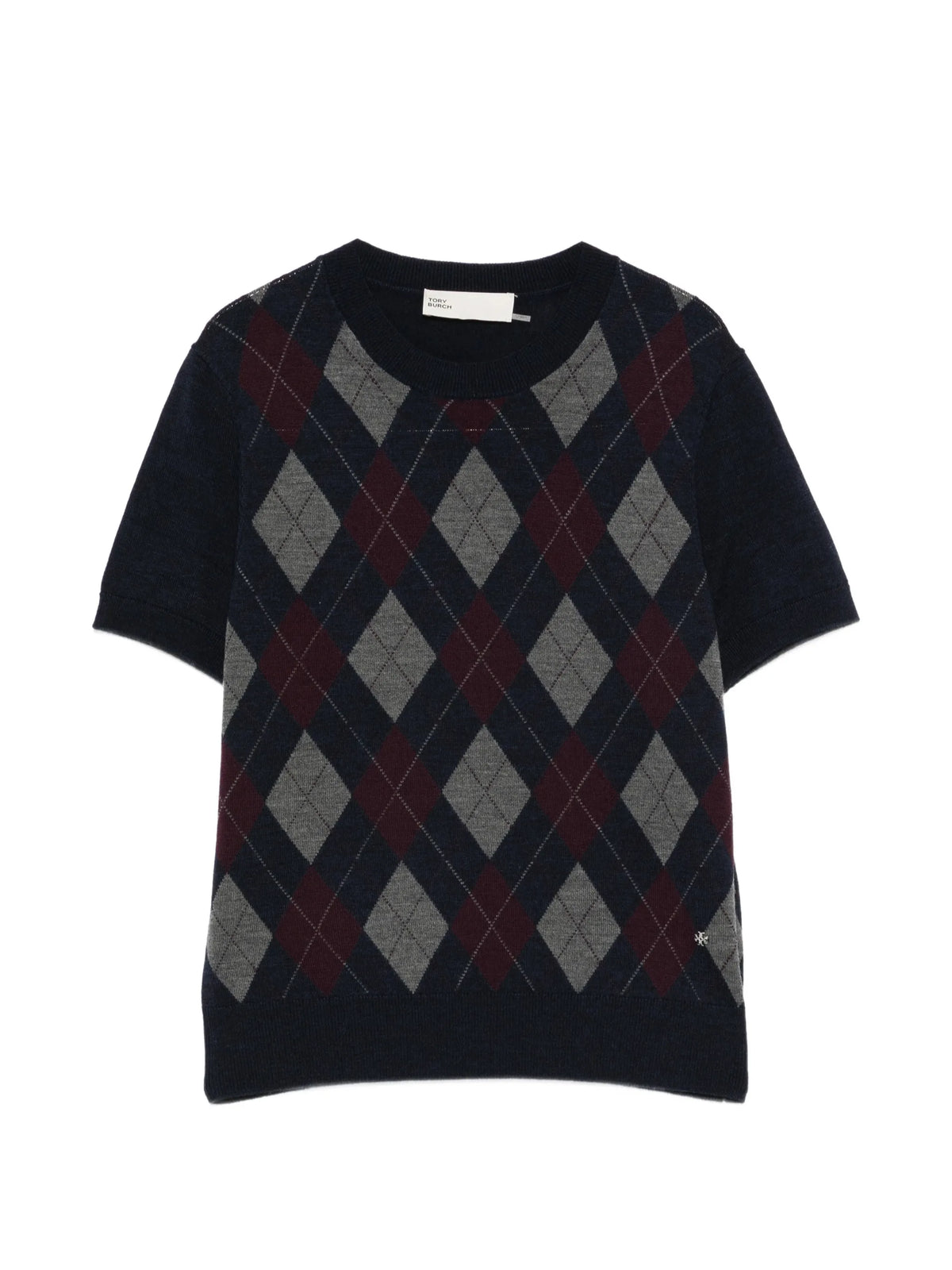 argyle short-sleeve top