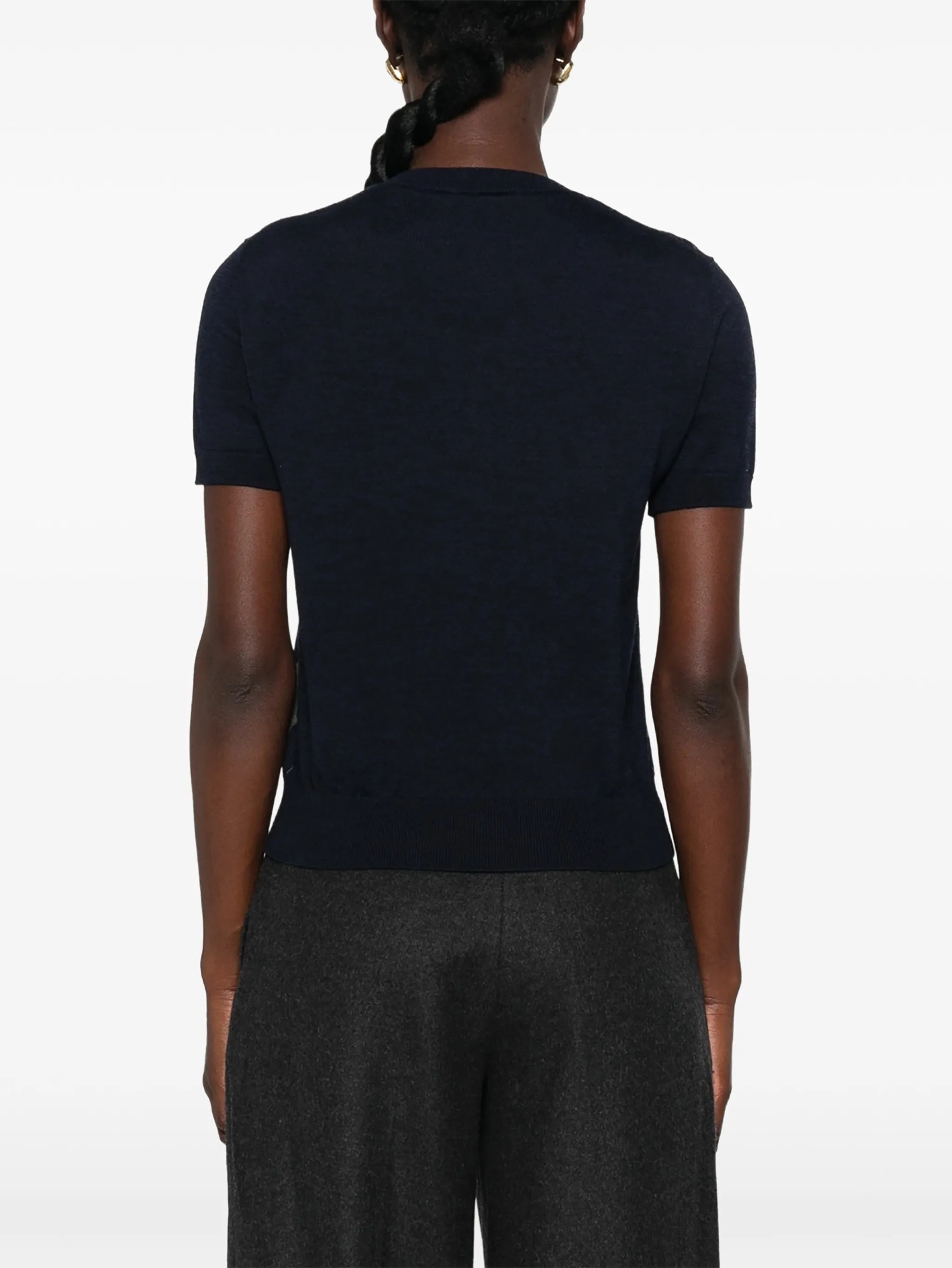 argyle short-sleeve top