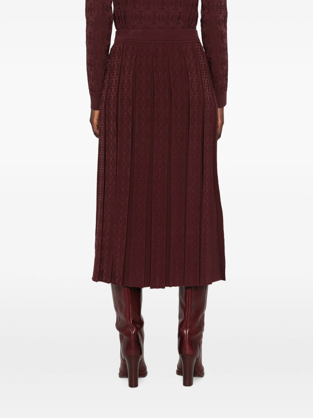 logo-monogram pleated midi skirt