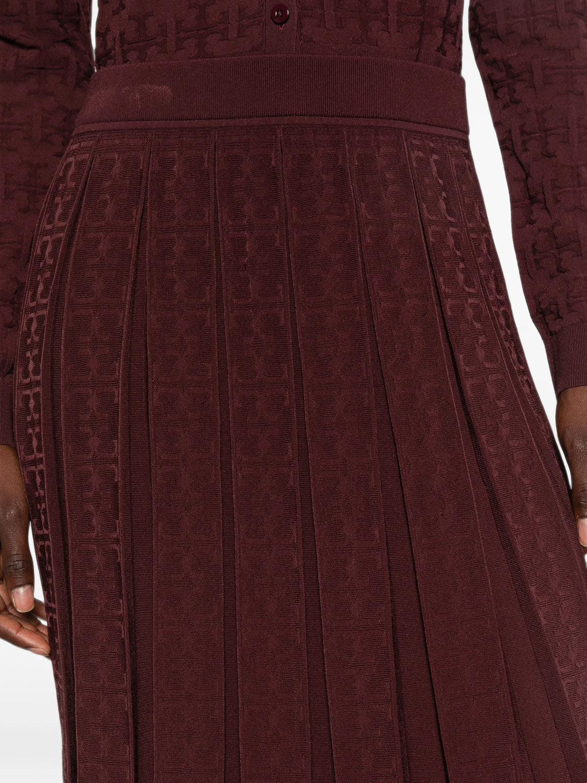 logo-monogram pleated midi skirt