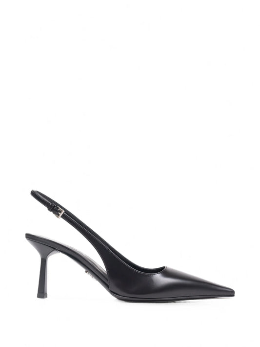 brushed leather slingback pumps