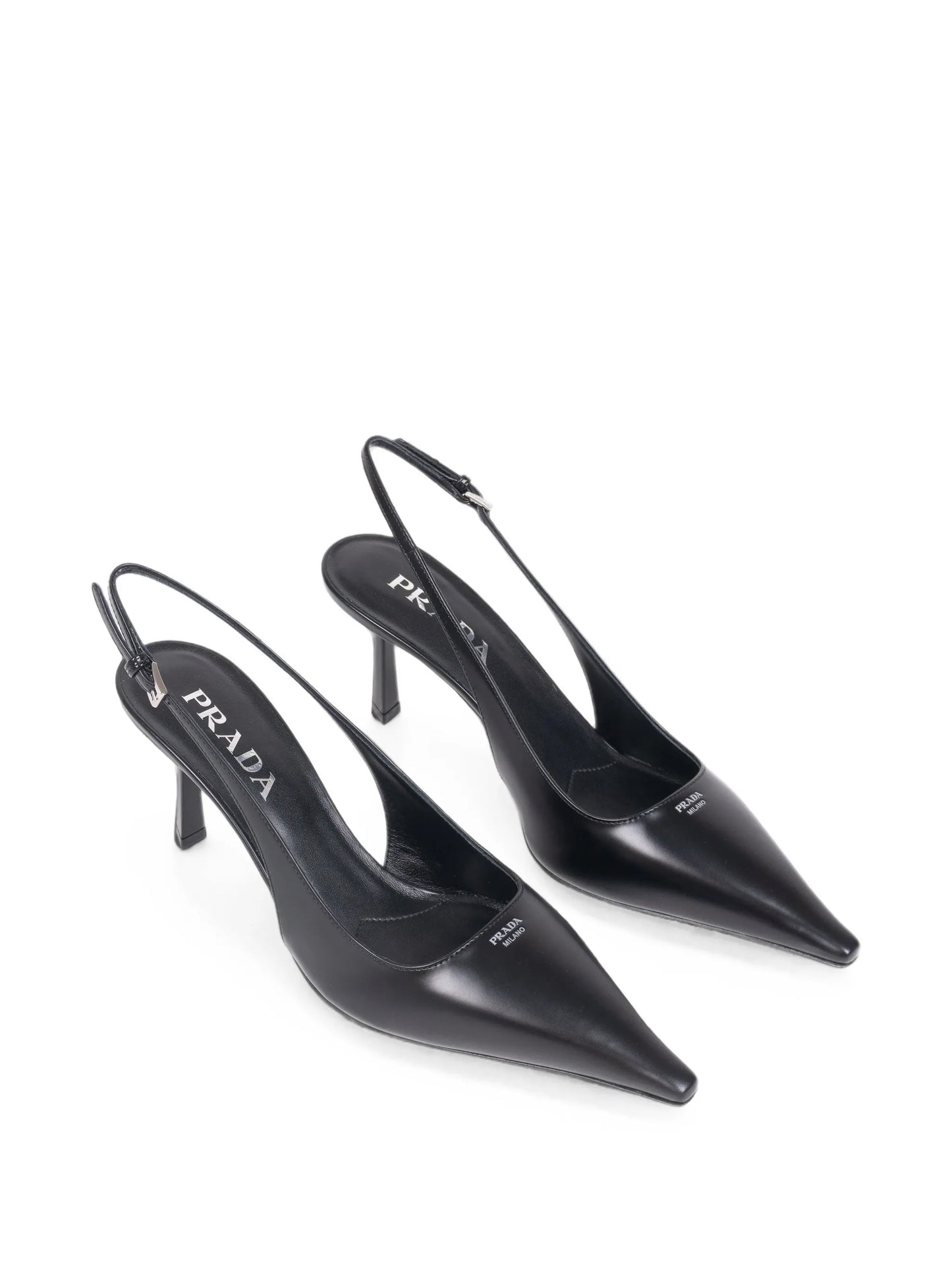 brushed leather slingback pumps