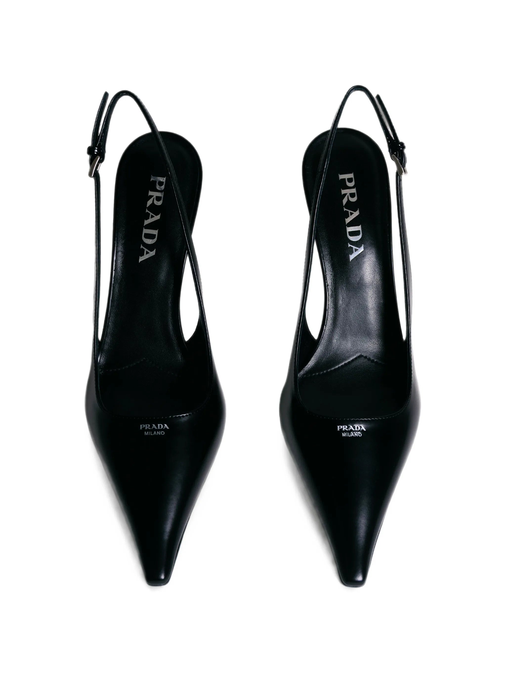 brushed leather slingback pumps