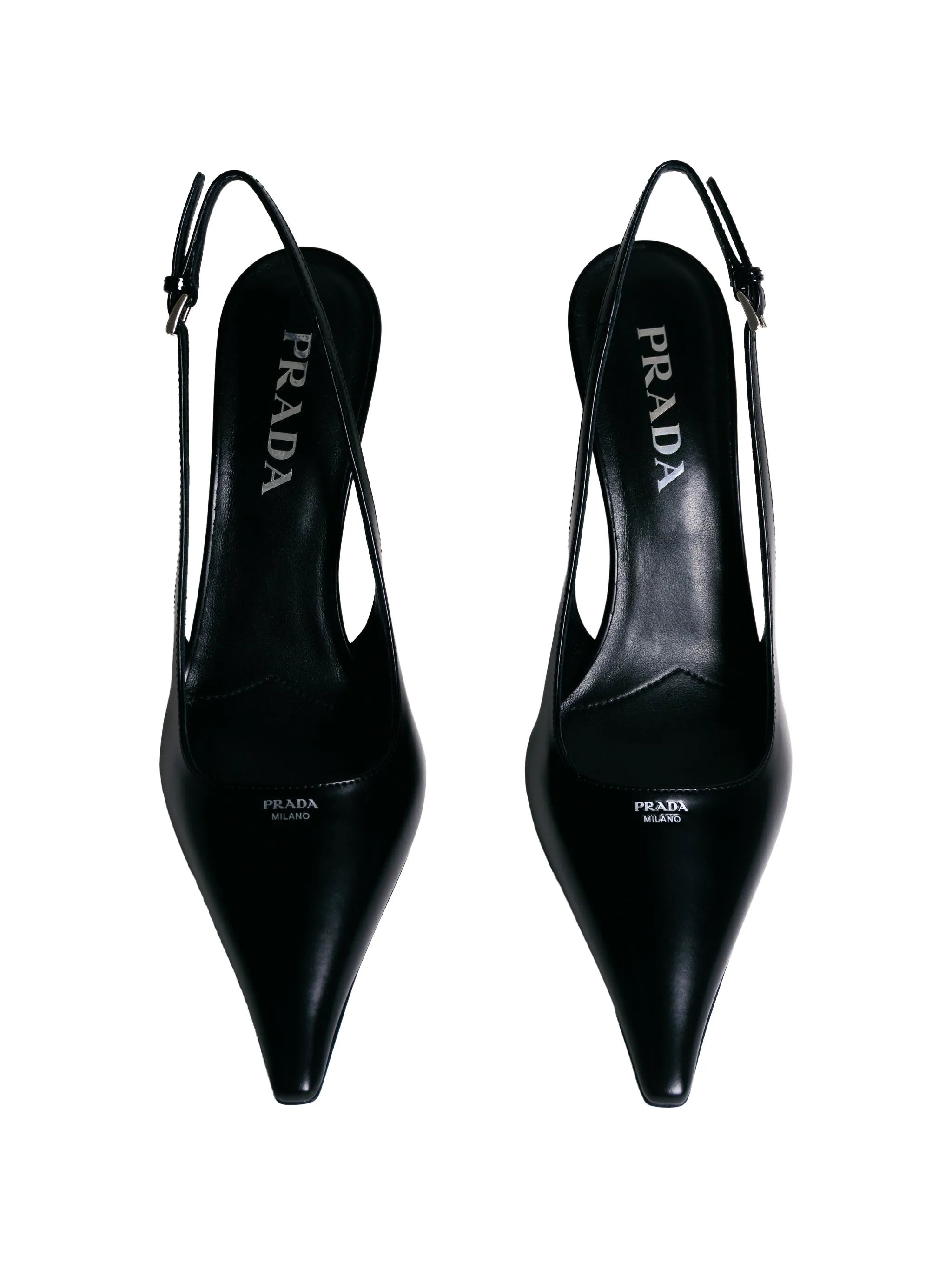 brushed leather slingback pumps