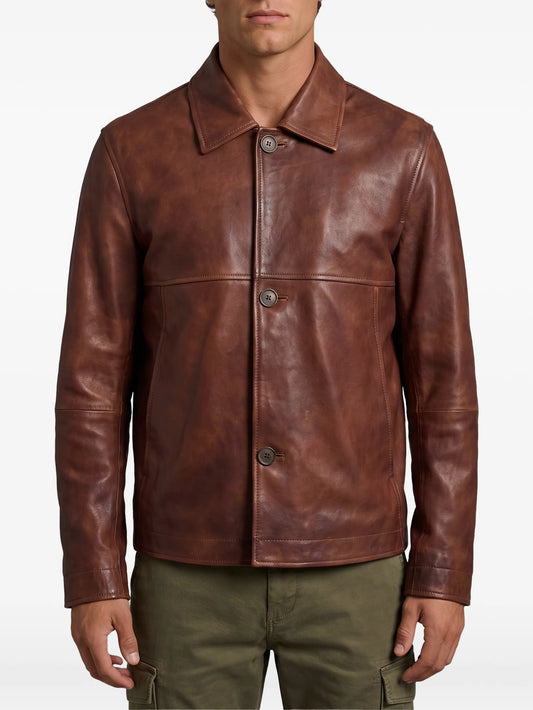 Steep button-up leather jacket