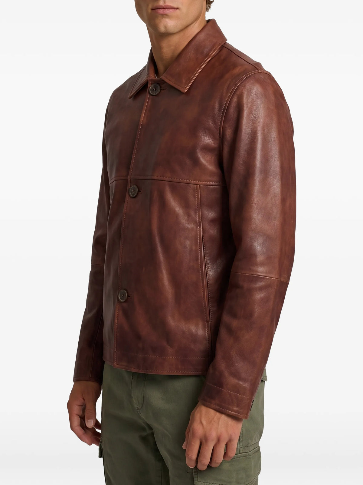 Steep button-up leather jacket