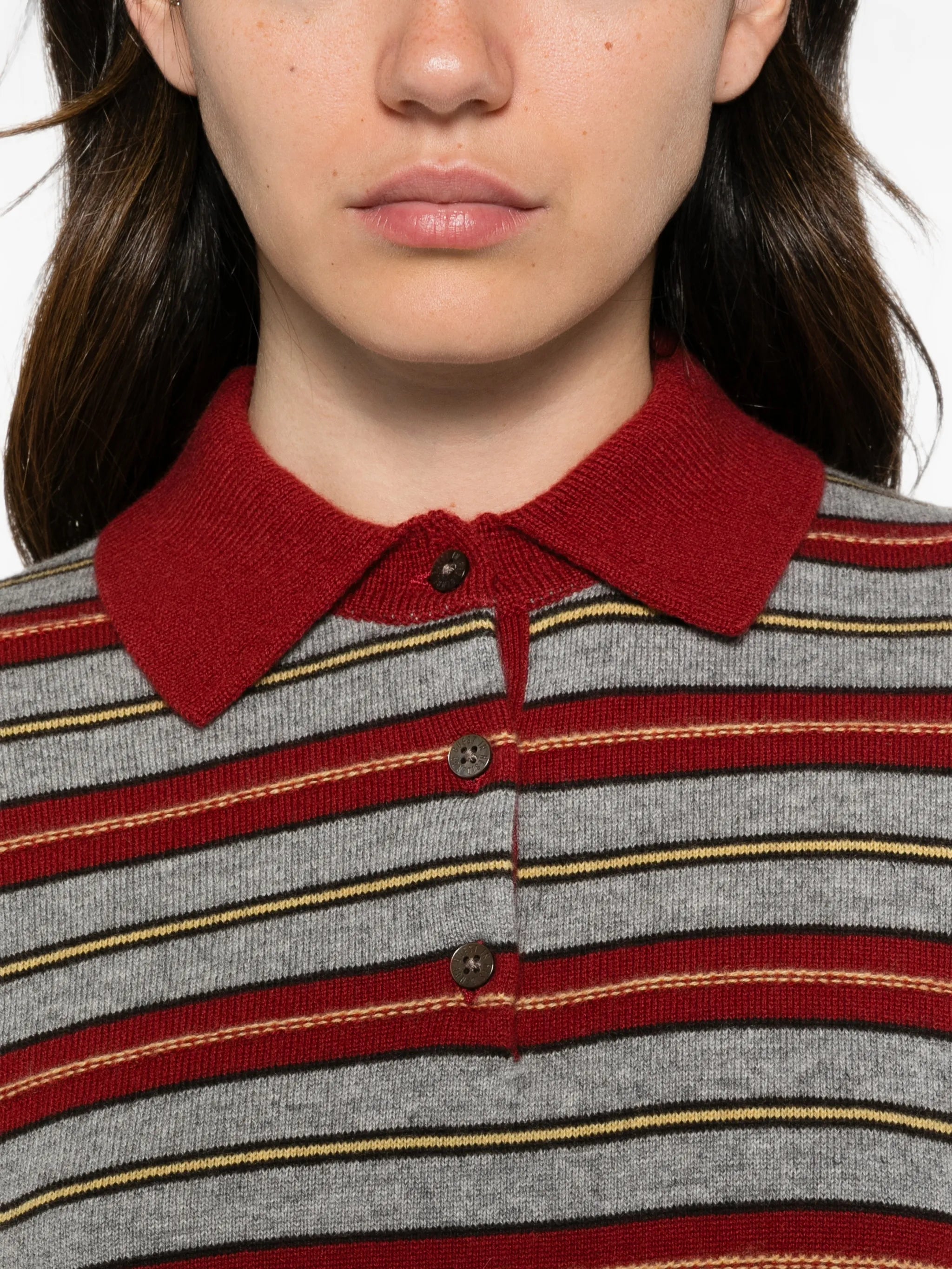 striped polo-collar sweater