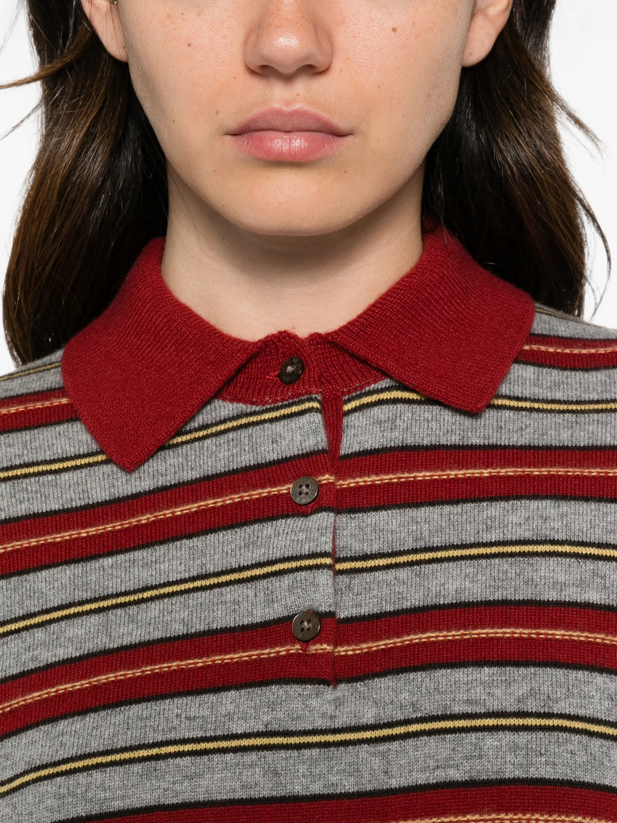 striped polo-collar sweater
