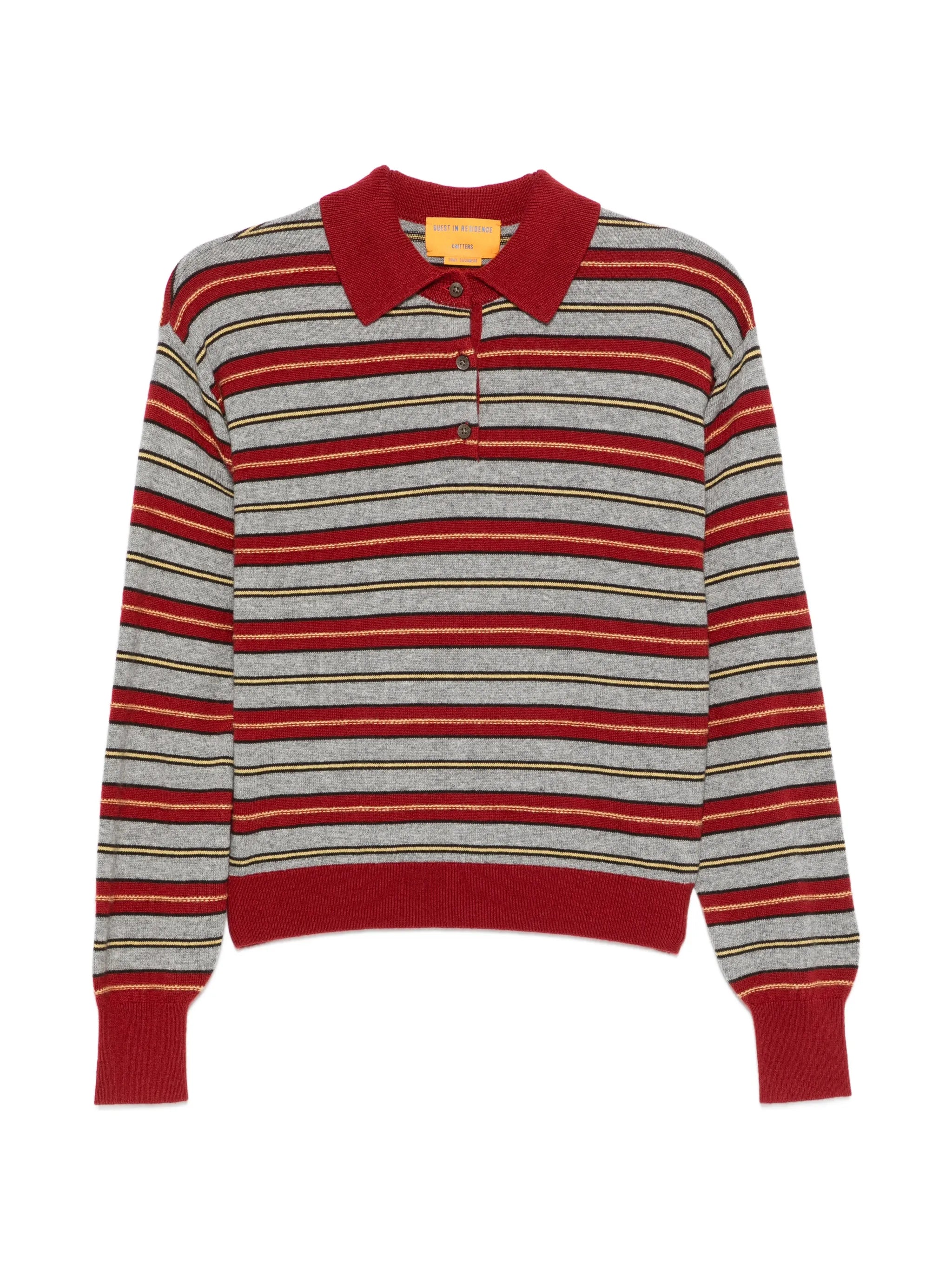 striped polo-collar sweater