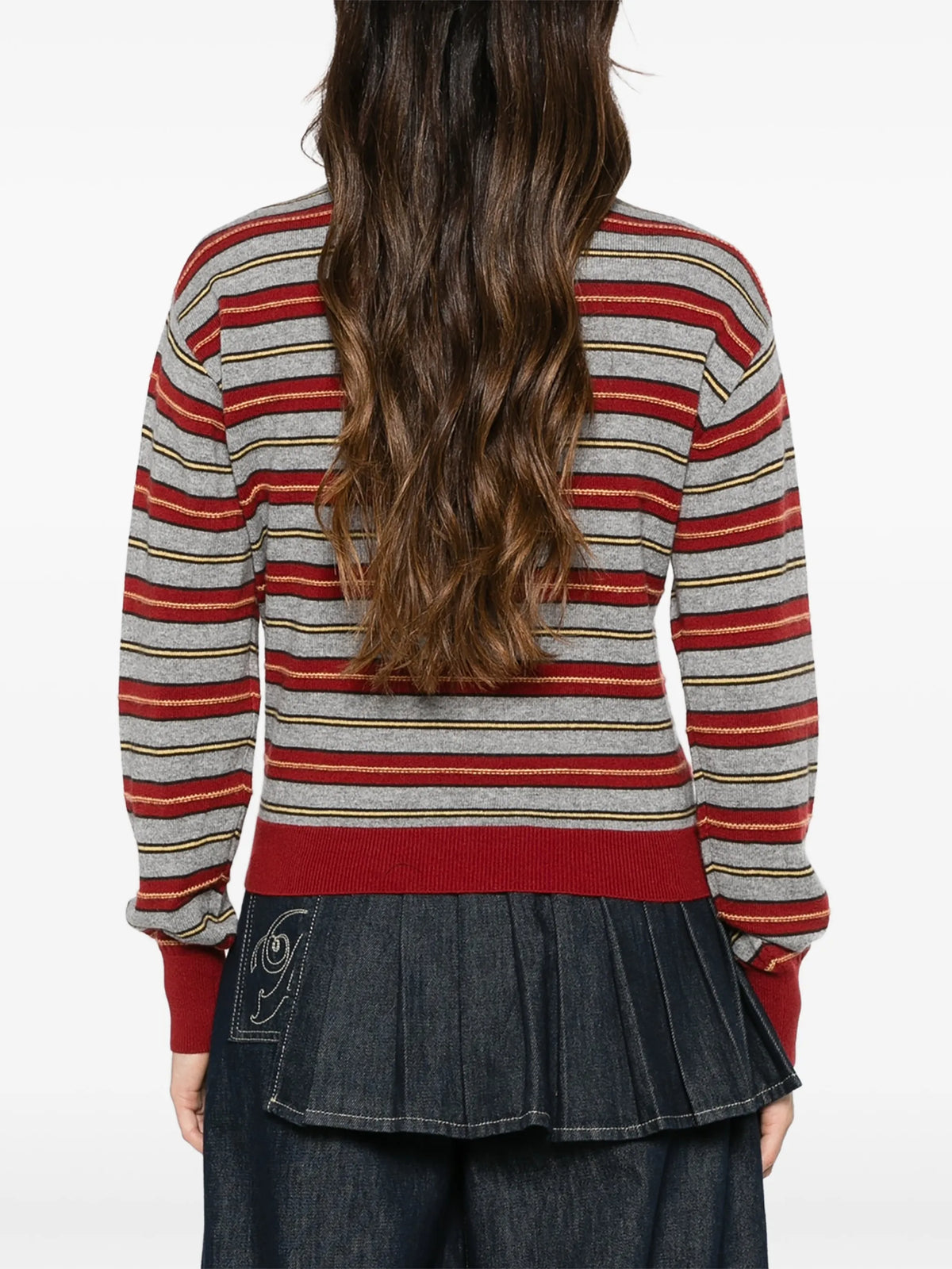 striped polo-collar sweater