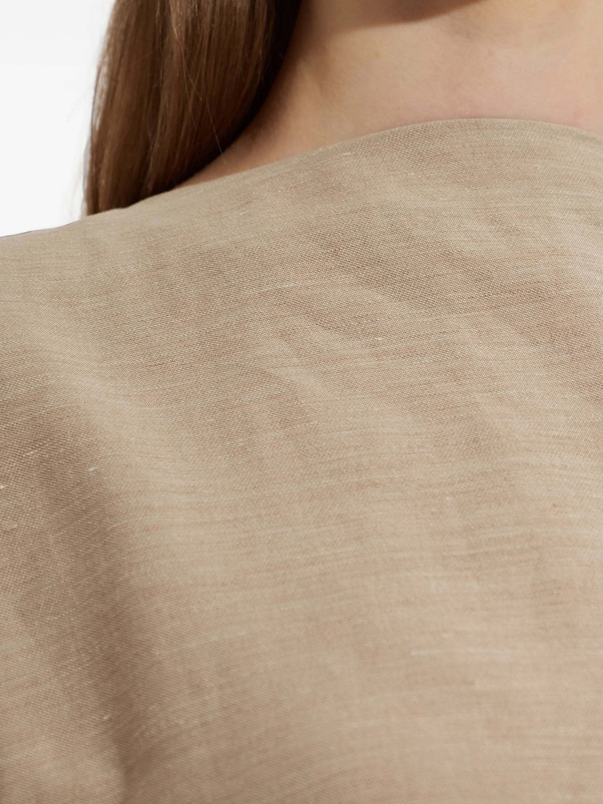 back-slit linen midi dress