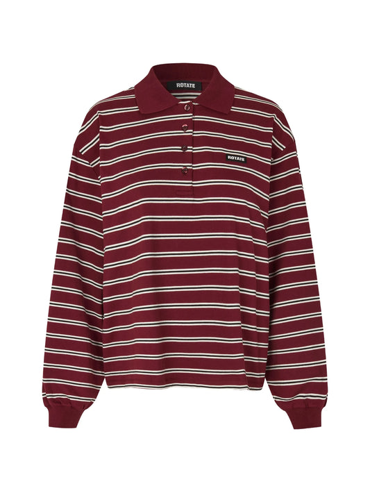 striped long-sleeve polo shirt
