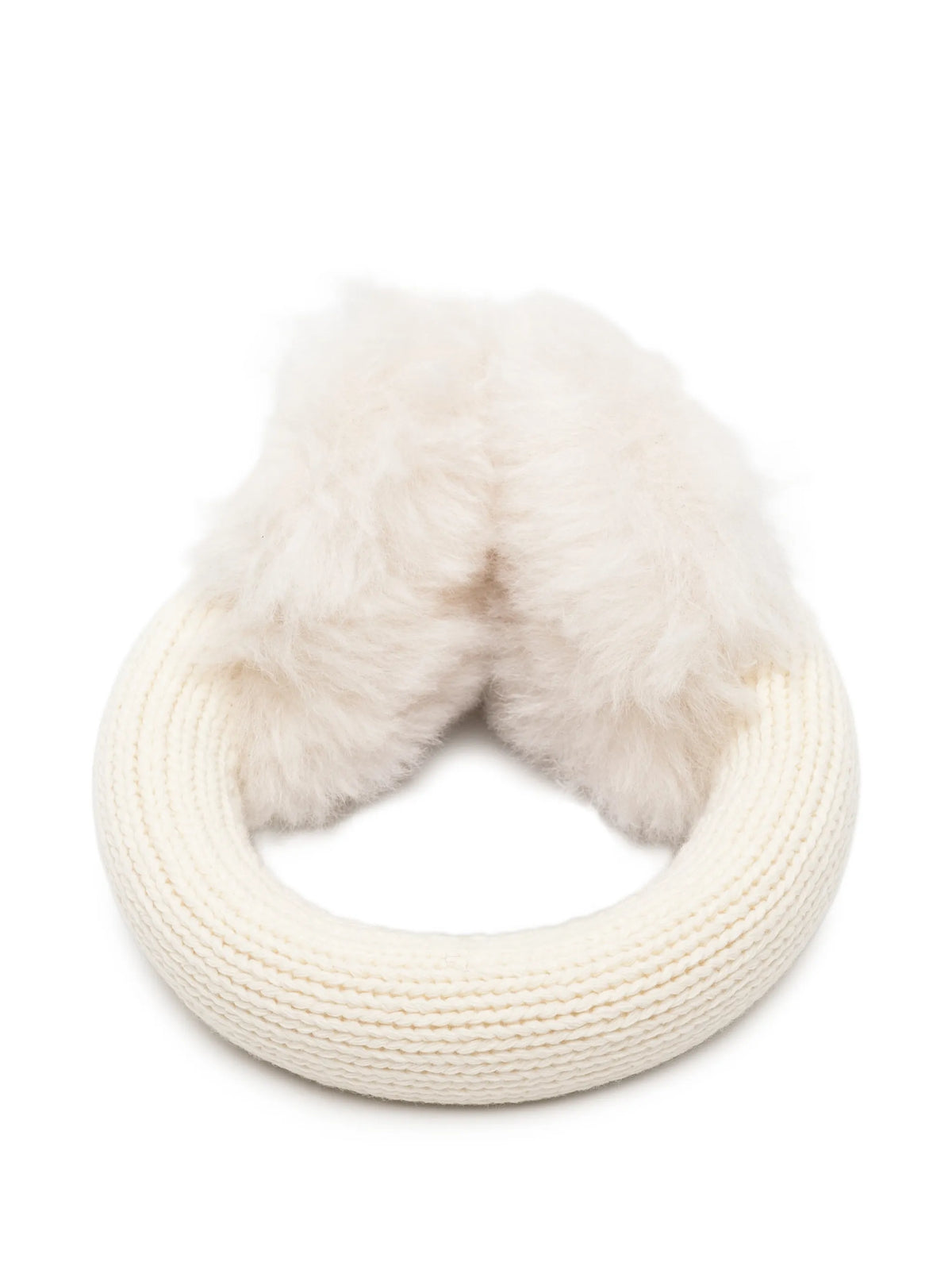 ribbed-knit furry earmuffs