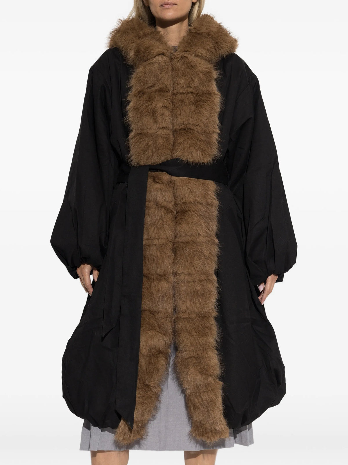 faux-fur collar coat black