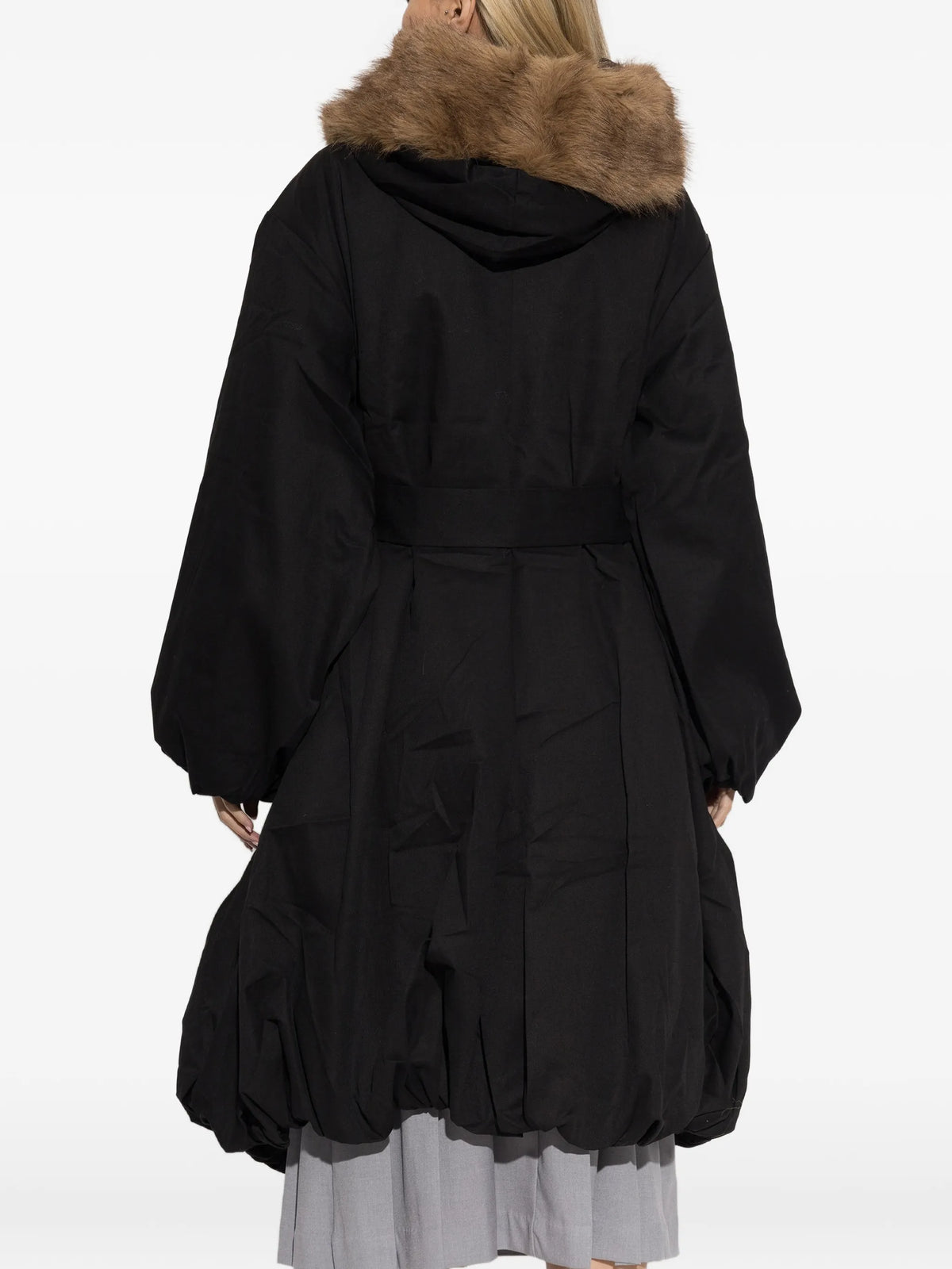 faux-fur collar coat black