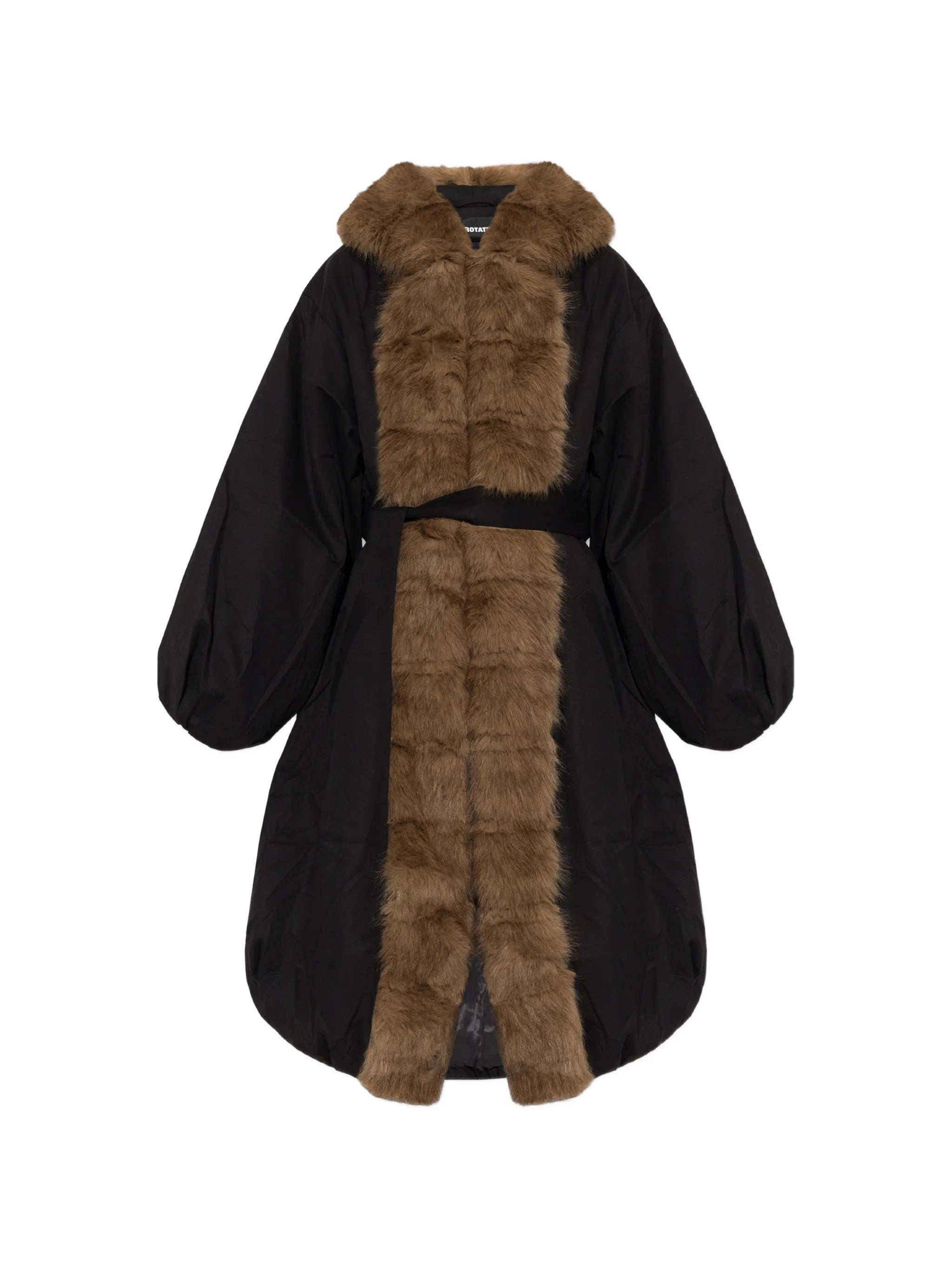 faux-fur collar coat black