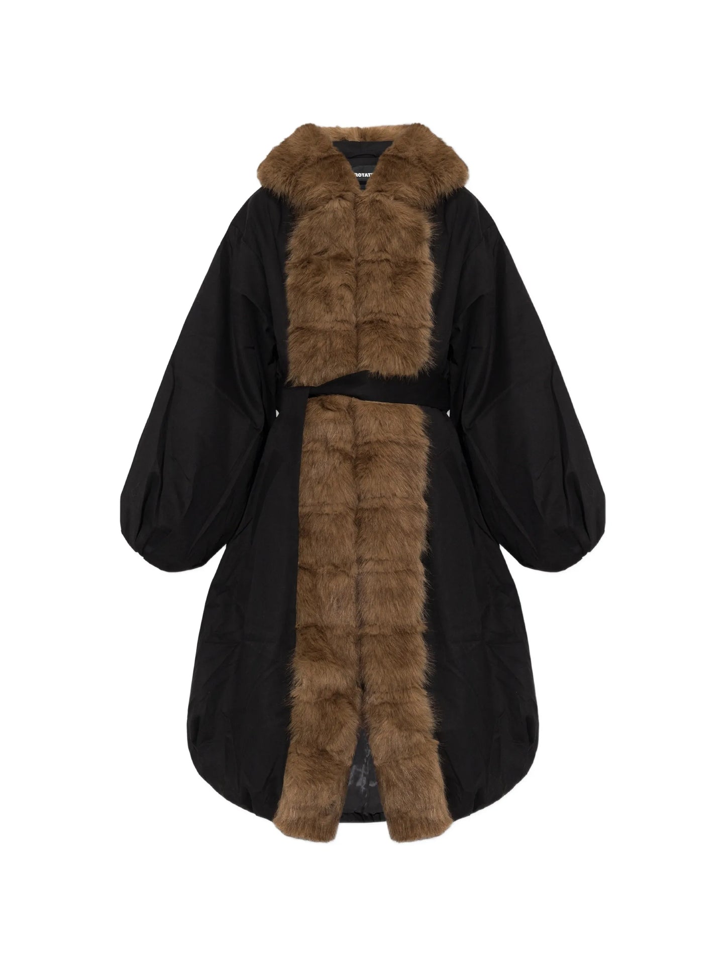 faux-fur collar coat black