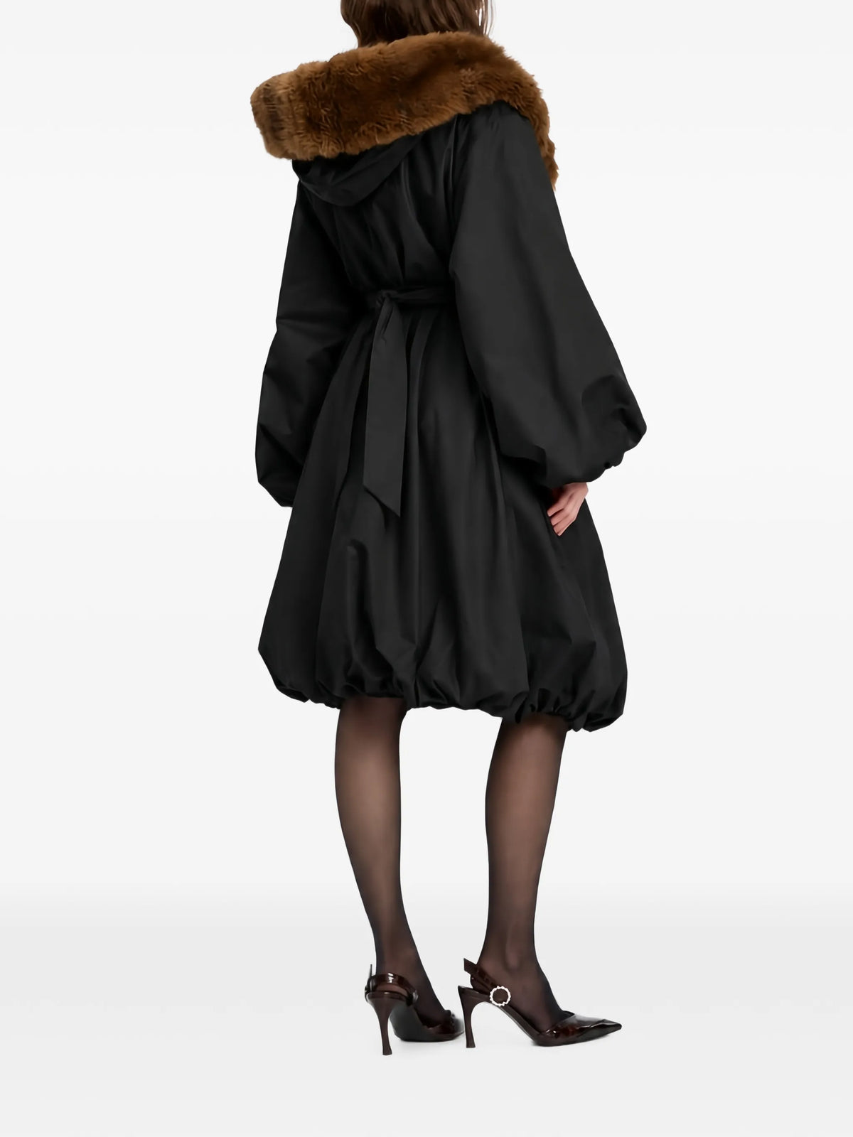 Faux Fur Collar Coat black
