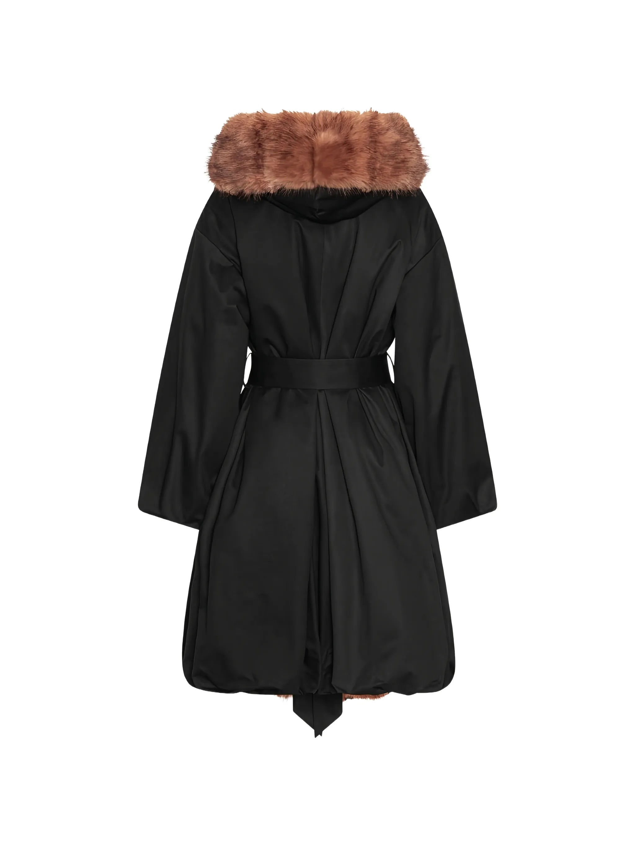 Faux Fur Collar Coat black