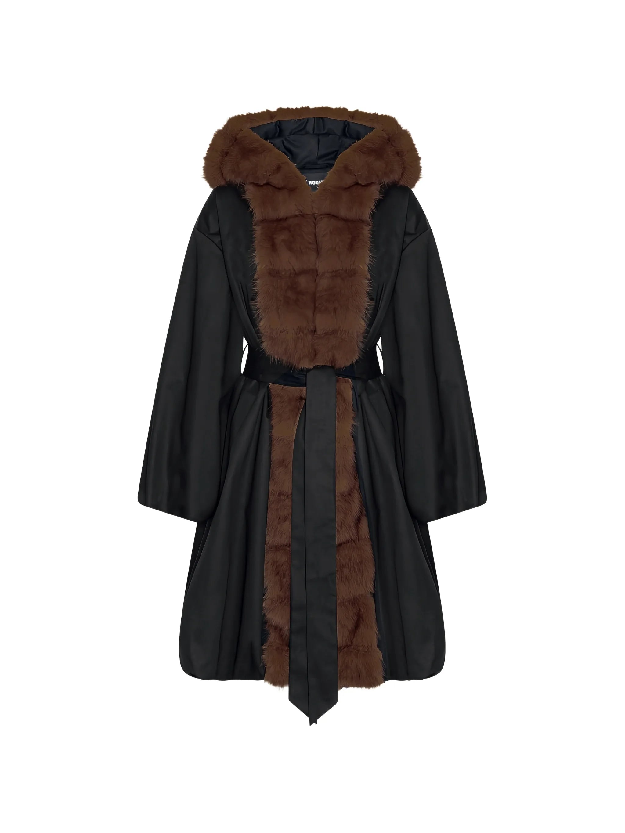 Faux Fur Collar Coat black