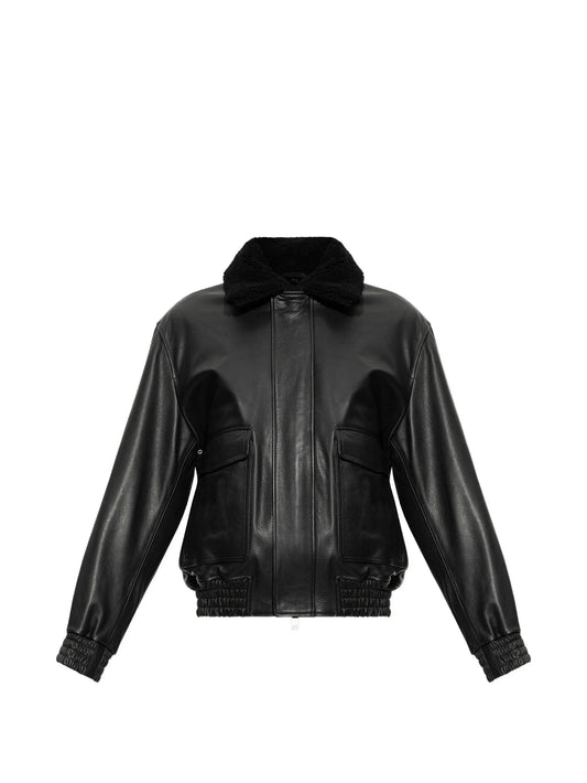 Bari faux-fur-collar leather jacket