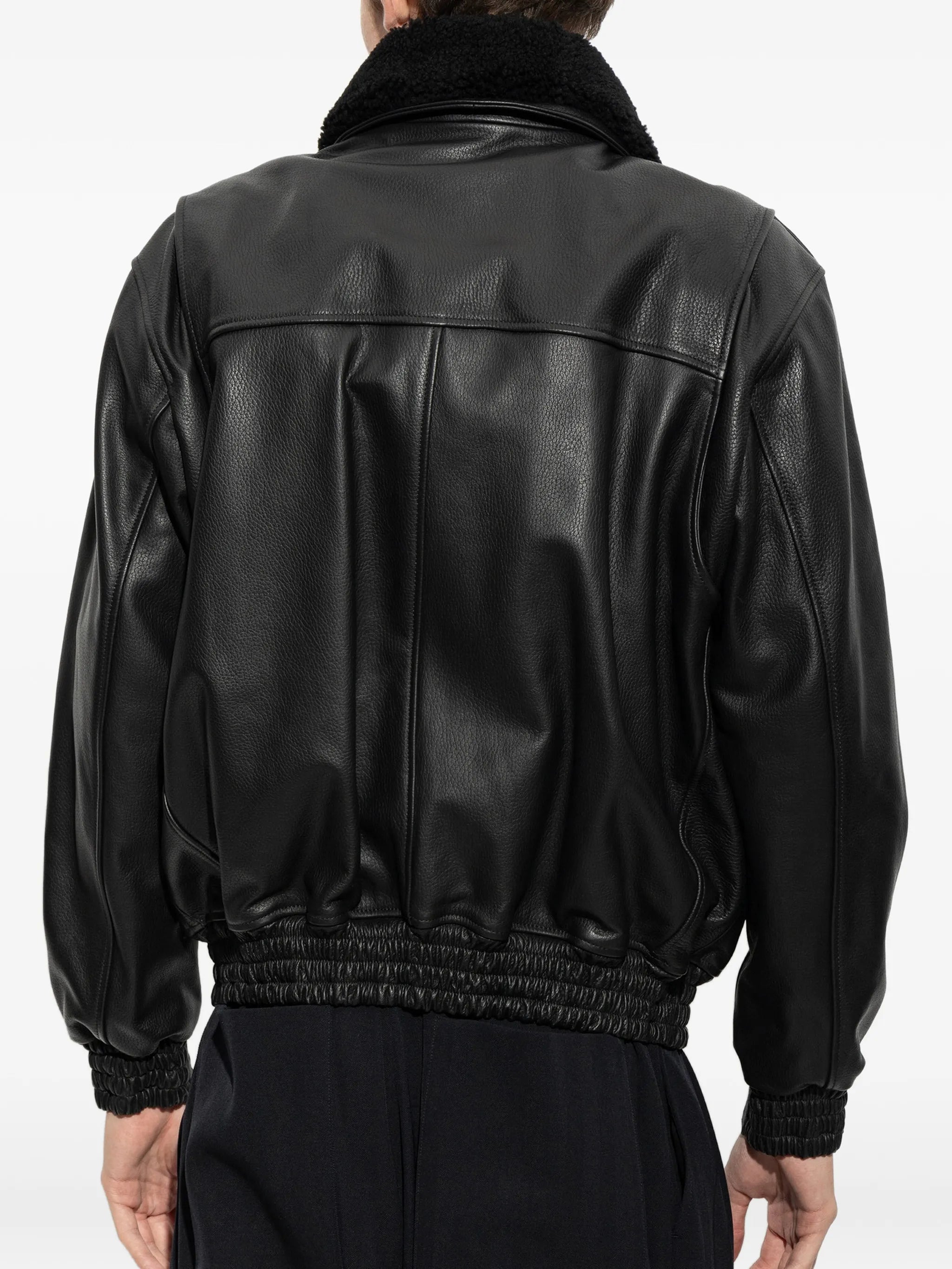 Bari faux-fur-collar leather jacket