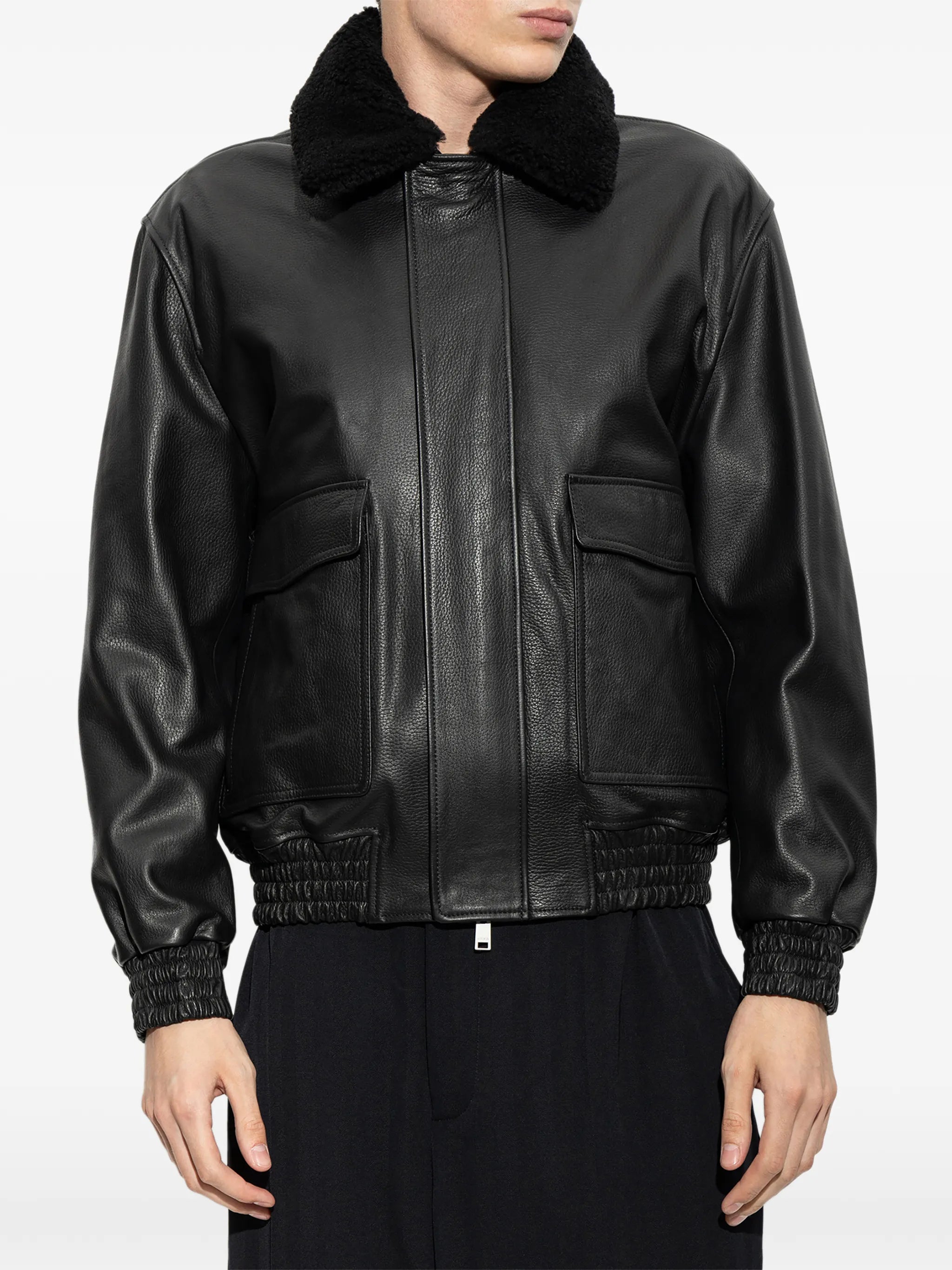 Bari faux-fur-collar leather jacket
