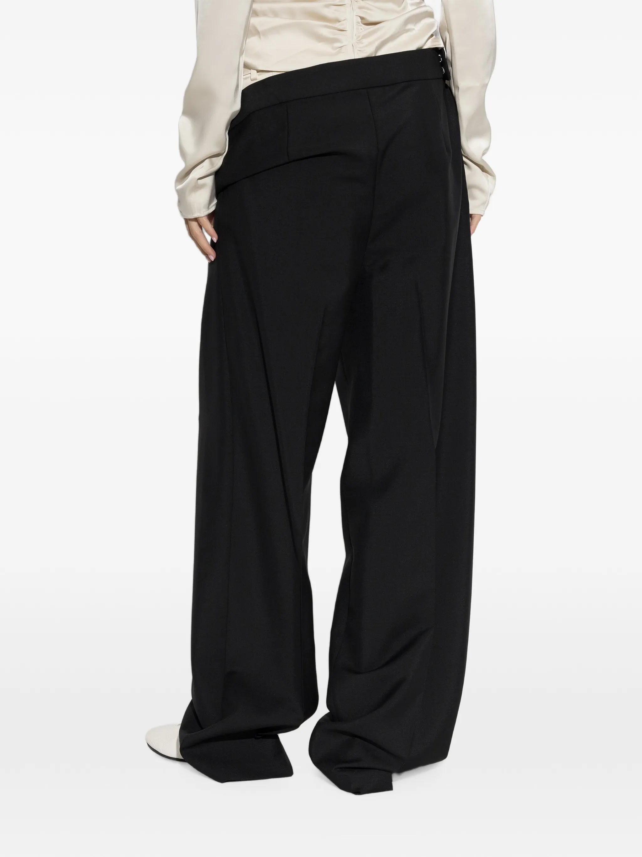 pleated fold-over trousers