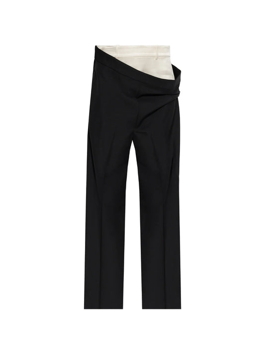 pleated fold-over trousers