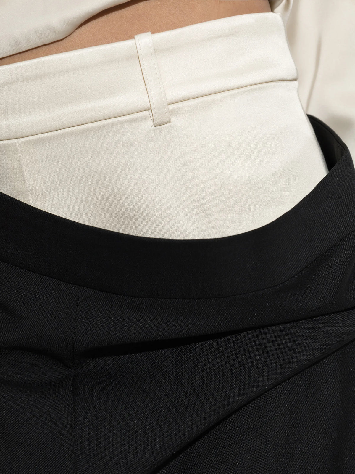 pleated fold-over trousers