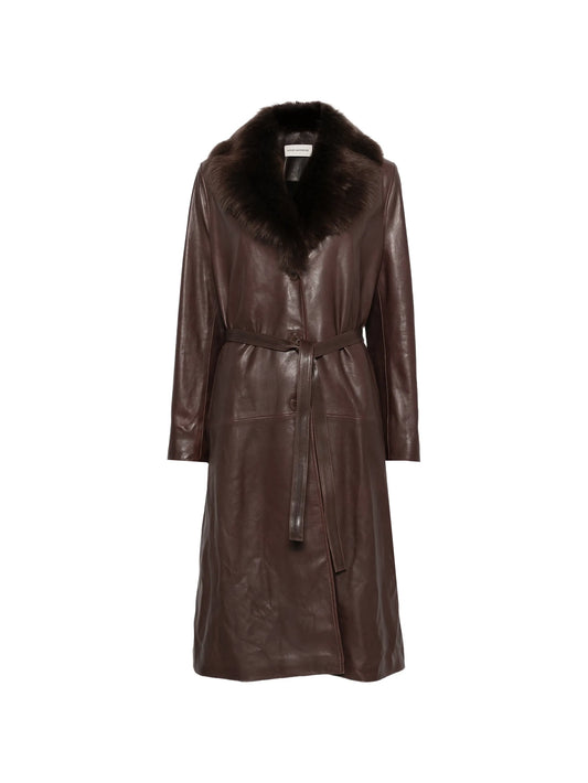 Niven fur-collar leather coat