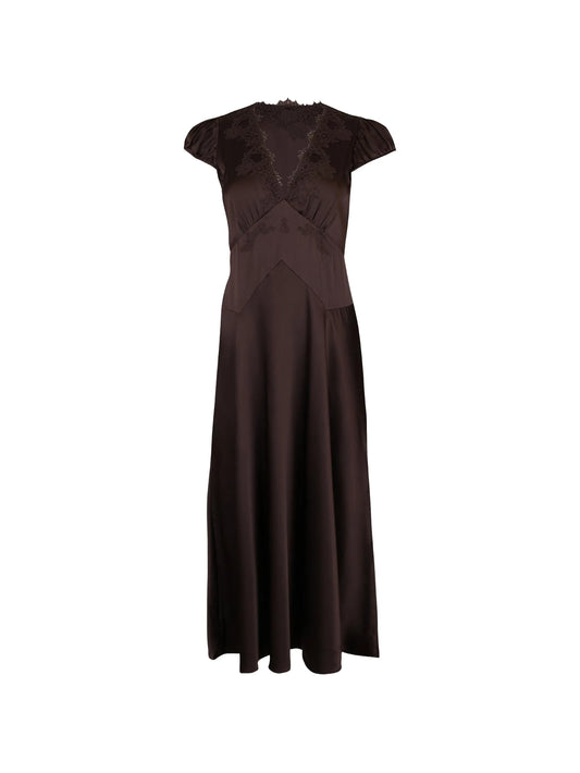 Coraline lace-trimmed silk midi dress