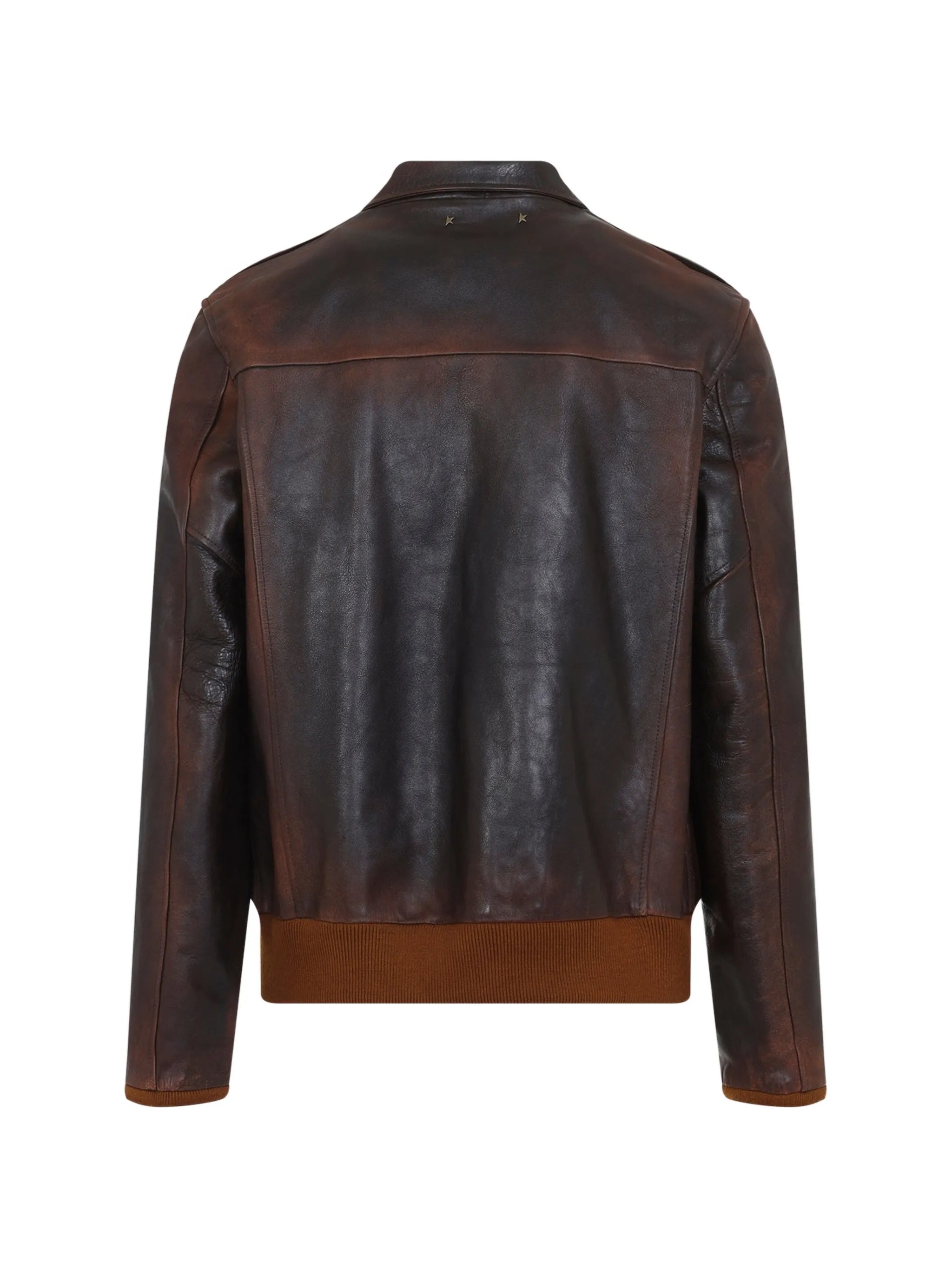 flap-pockets leather jacket
