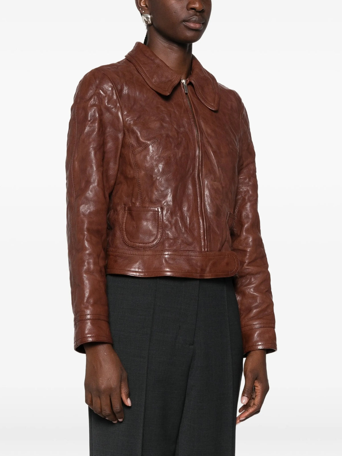 crinkled leather jacket