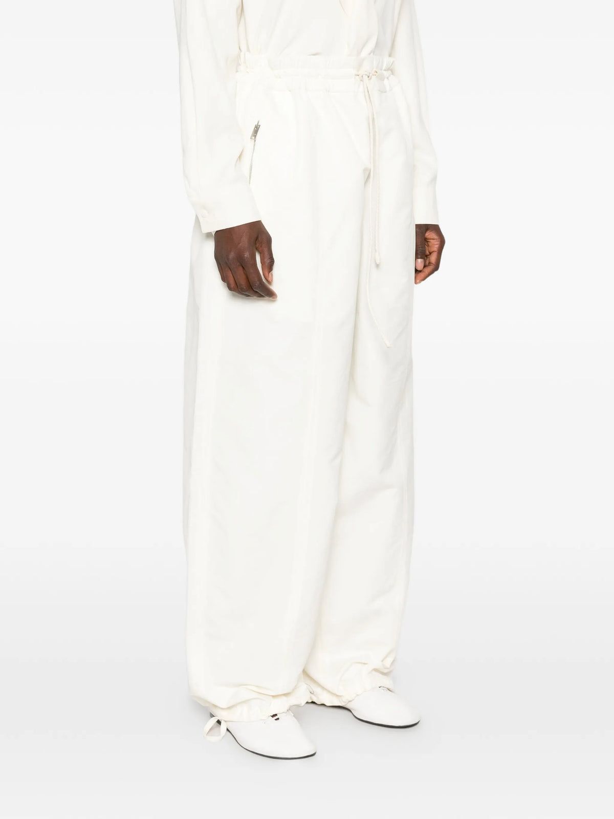 compact cotton toile trousers
