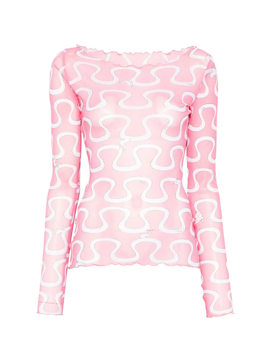 print tulle top